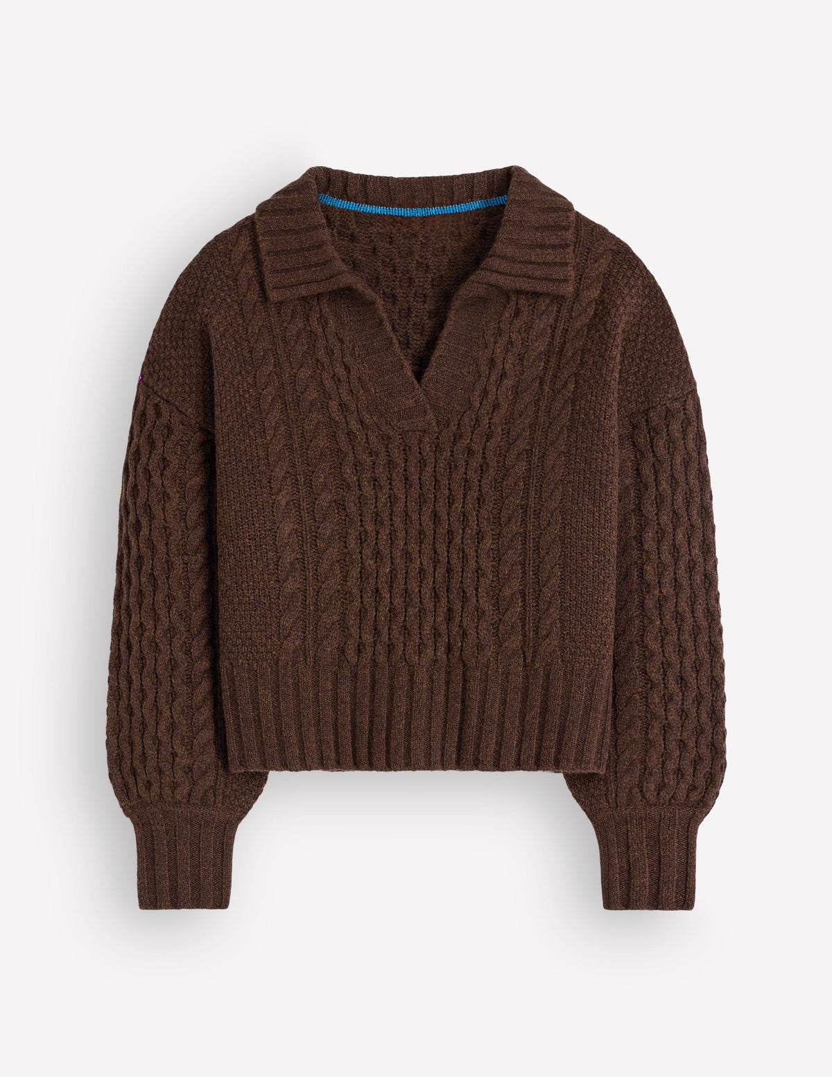 Pullover mit Zopfmuster und Kragen-Raue Umbra - Image 8