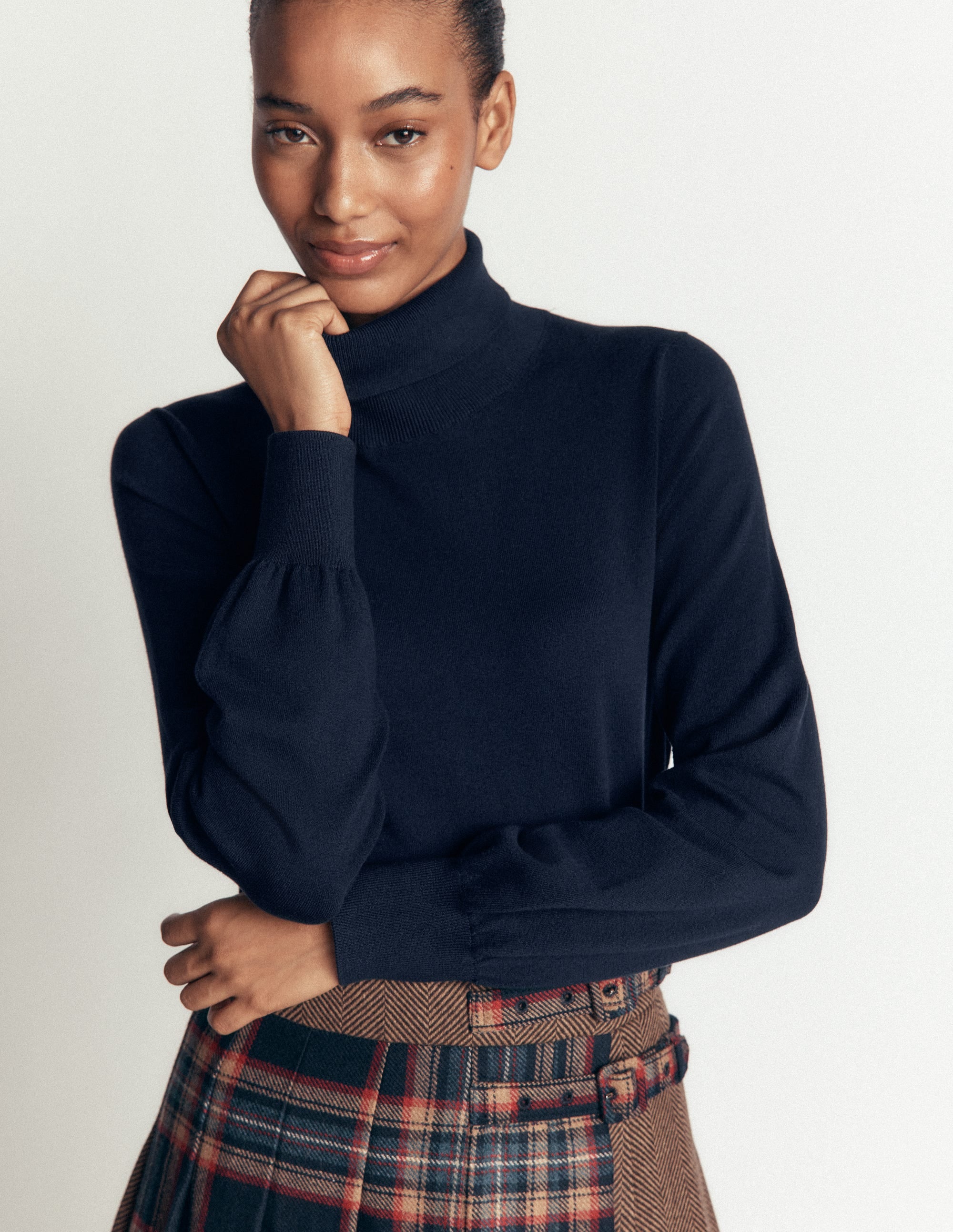 Camilla Roll Neck Jumper-Navy - Image 1