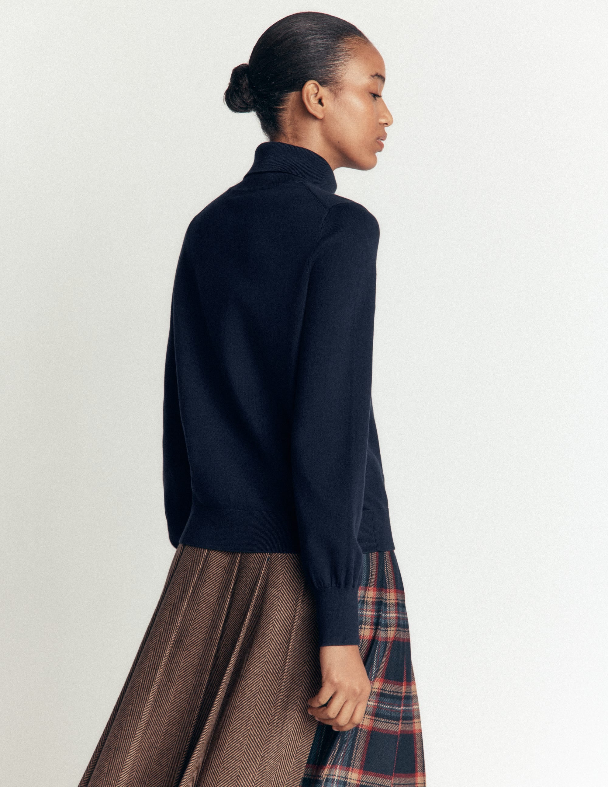 Camilla Roll Neck Jumper-Navy - Image 3