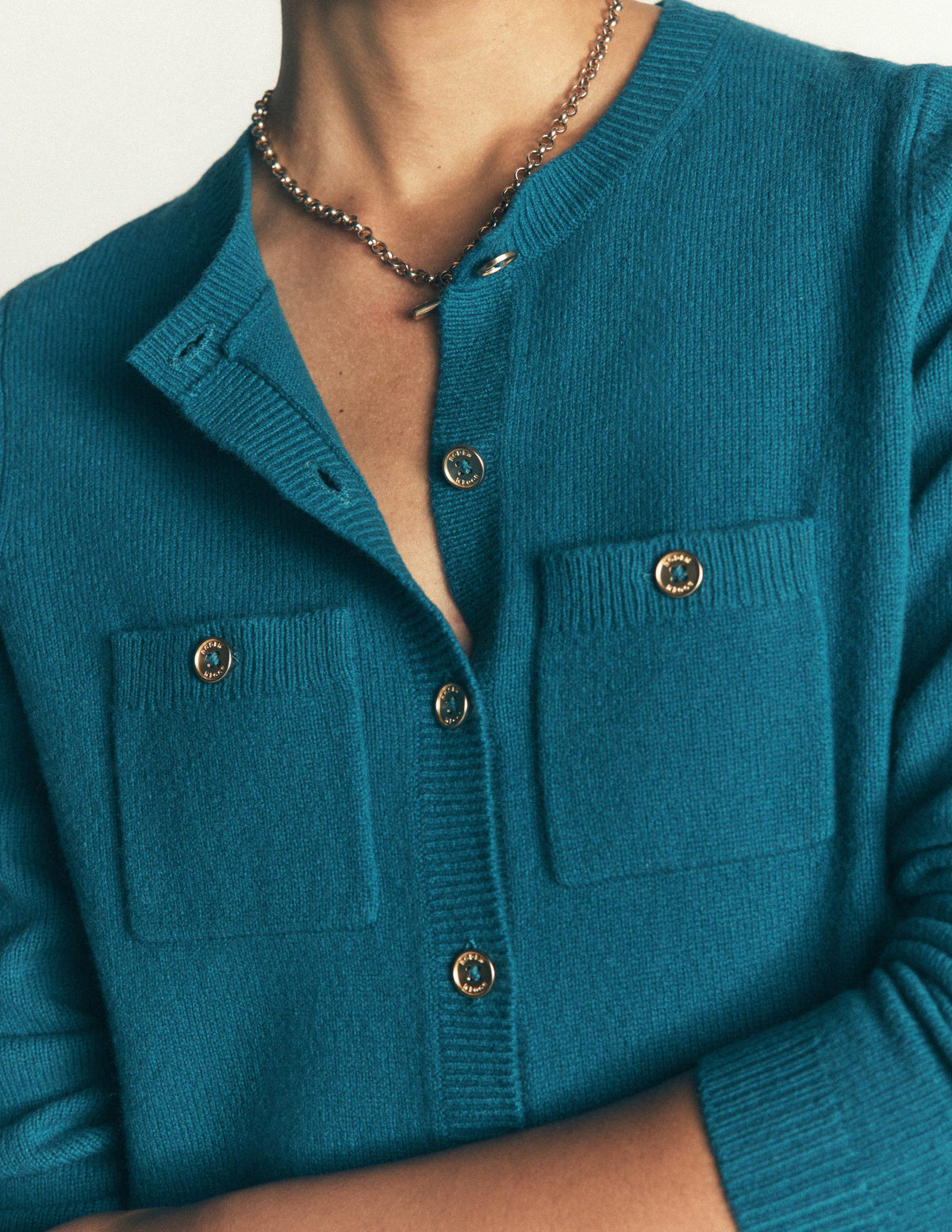 Marianne Strickjacke aus Merinowolle-Graublau-2