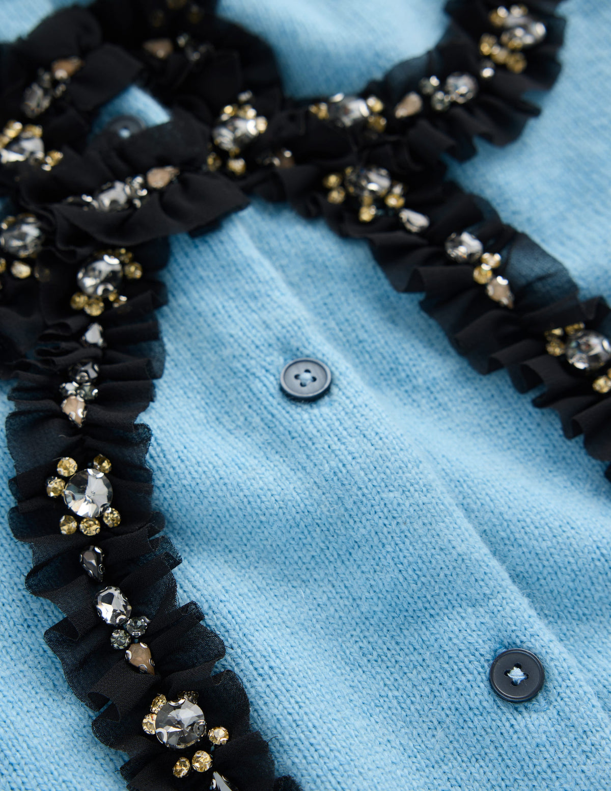 Ria Verzierte Strickjacke-Blau, Schleife - Image 7