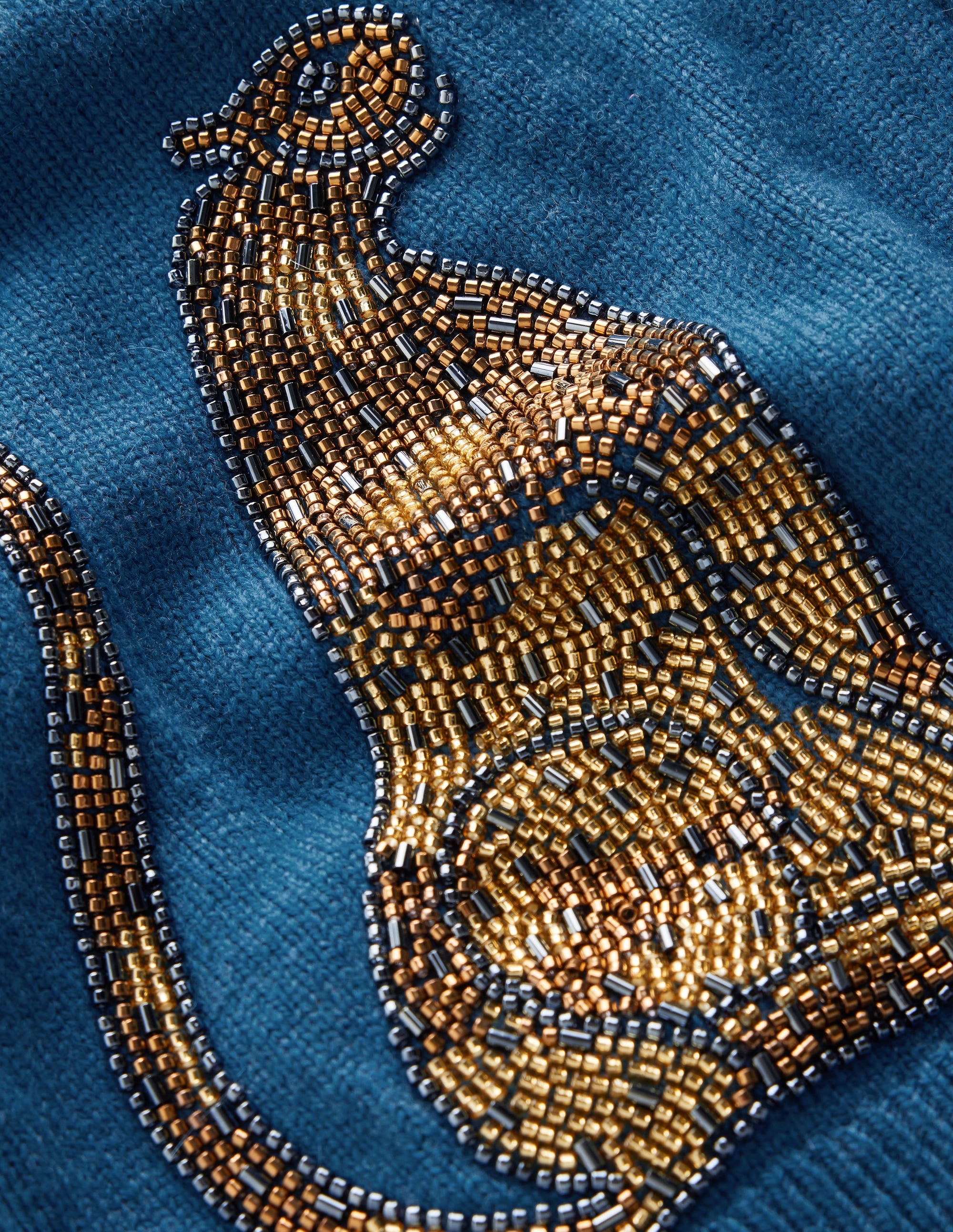 Ria Embellished Knit Cardigan-Blue, Palm - Image 9