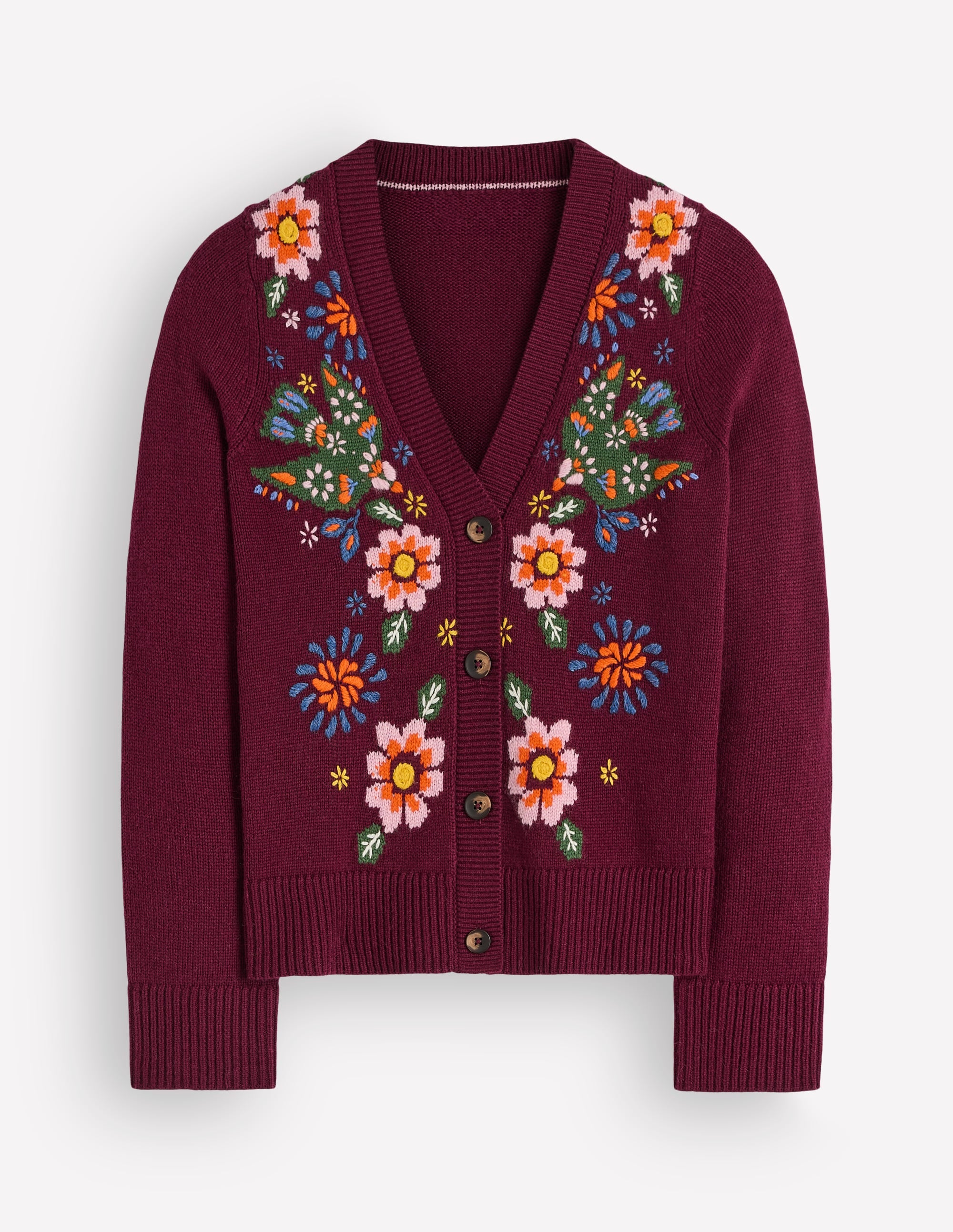 Ella Embroidered Knit Cardigan-Dark Cherry, Embroidery - Image 6