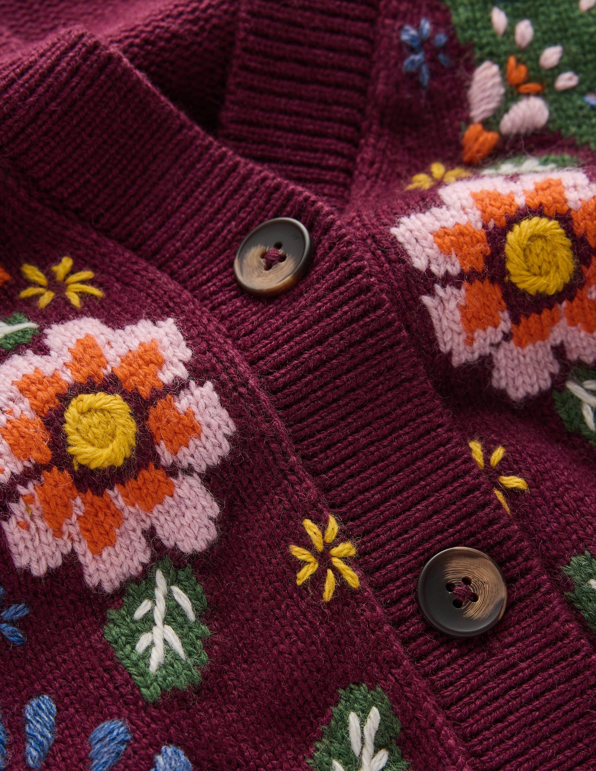 Ella Embroidered Knit Cardigan-Dark Cherry, Embroidery-7