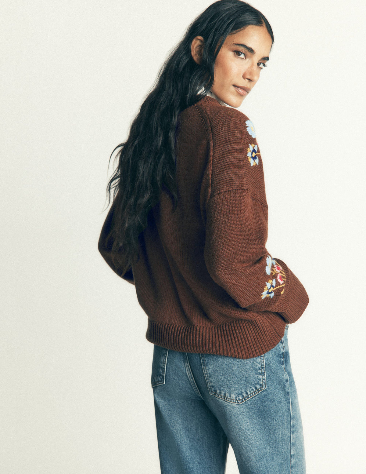 Ella Embroidered Knit Jumper-Raw Umber, Floral-4