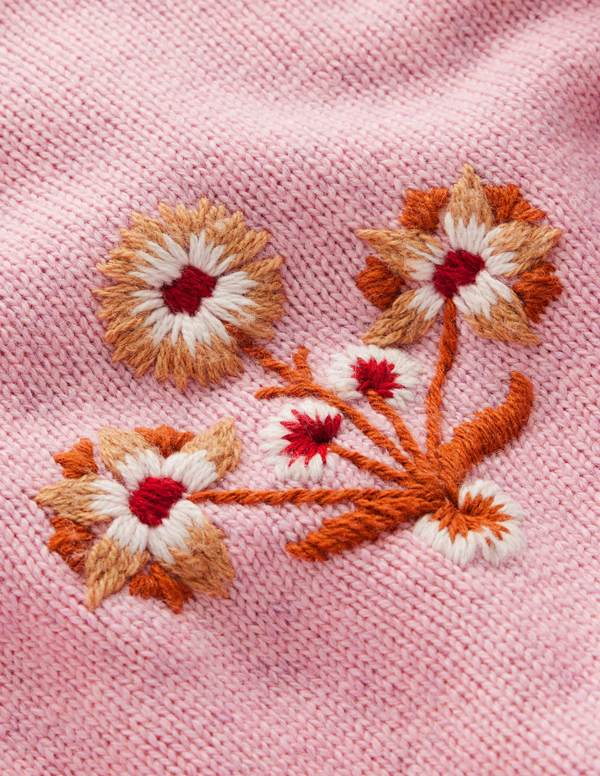 Ella Bestickter Strickpullover-Frühlingsblütenrosa, Blumenmuster - Image 6