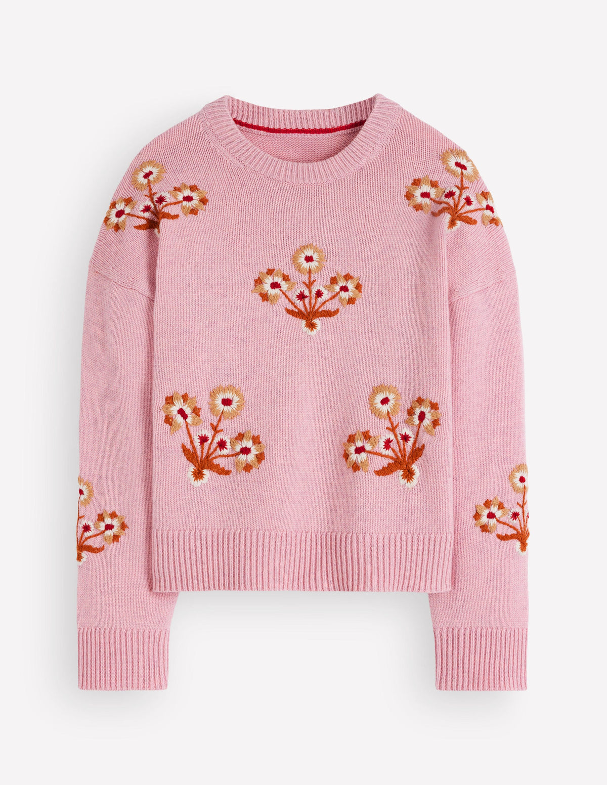Ella Bestickter Strickpullover-Frühlingsblütenrosa, Blumenmuster - Image 5