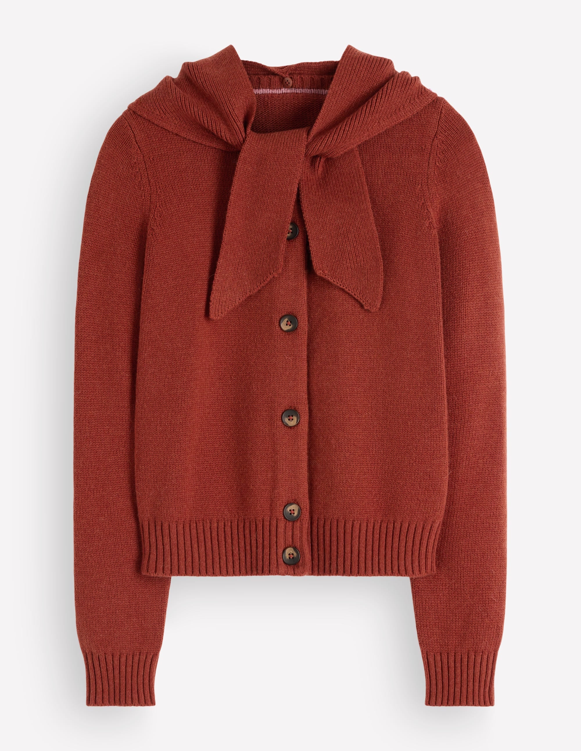 Lydia Tie Neck Knit Cardigan-Burnt Henna - Image 5