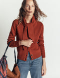 Lydia Tie Neck Knit Cardigan-Burnt Henna