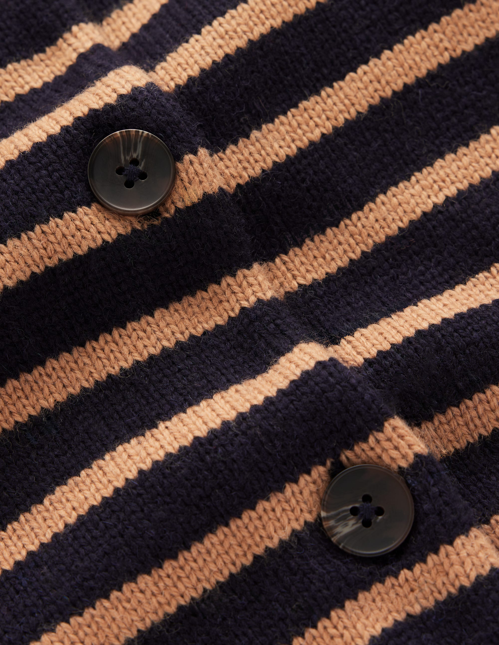 Lydia Tie Neck Knit Cardigan-Camel Melange, Navy Stripe - Image 6