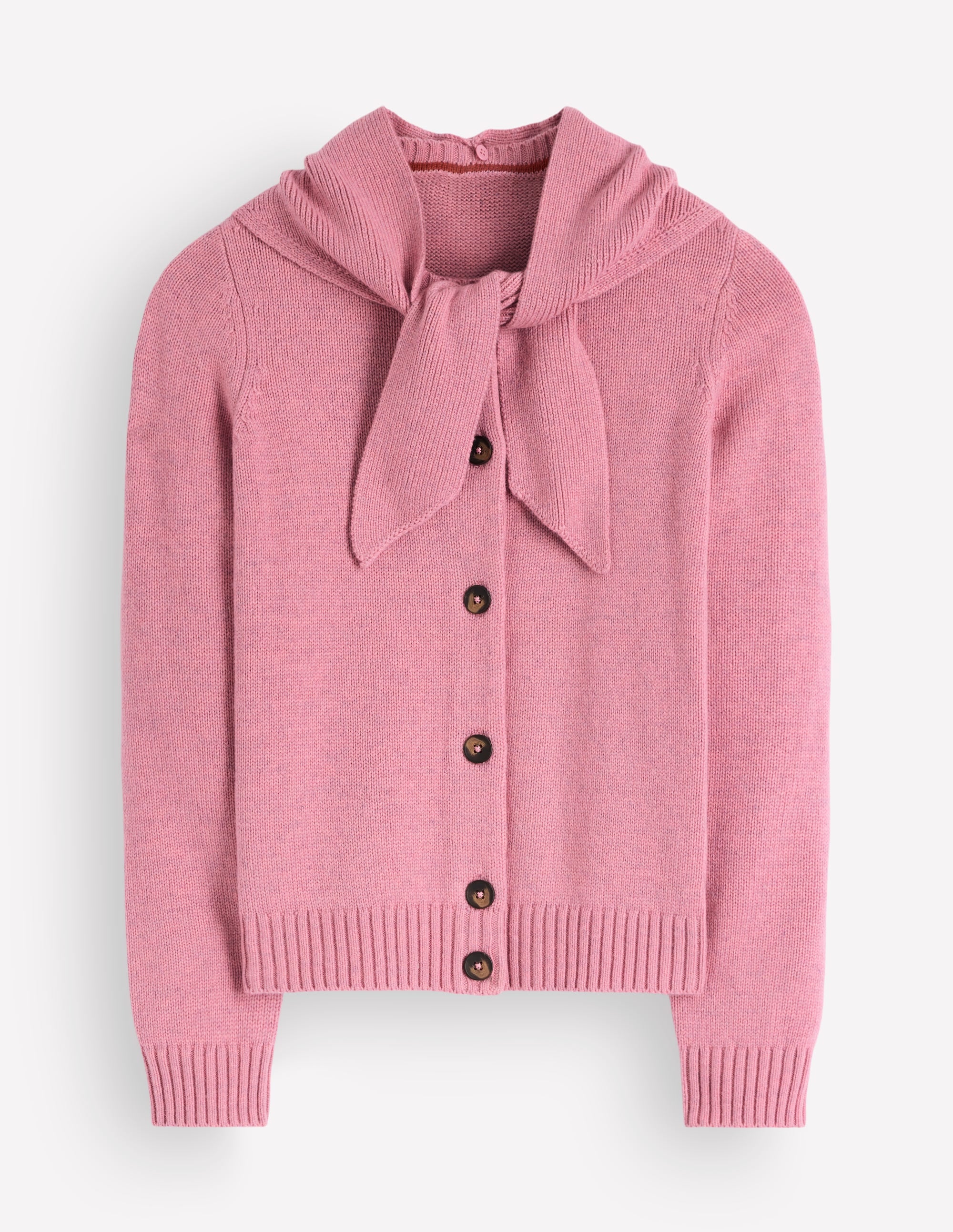 Lydia Tie Neck Knit Cardigan-Heather Rose Melange - Image 6