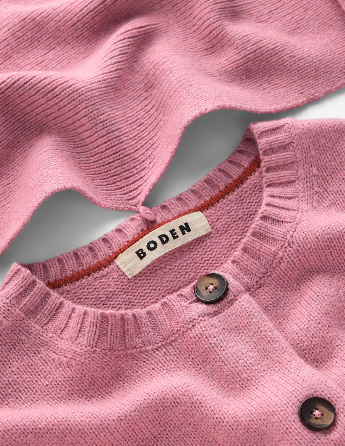 Lydia Tie Neck Knit Cardigan-Heather Rose Melange - Image 8