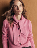 Lydia Tie Neck Knit Cardigan-Heather Rose Melange