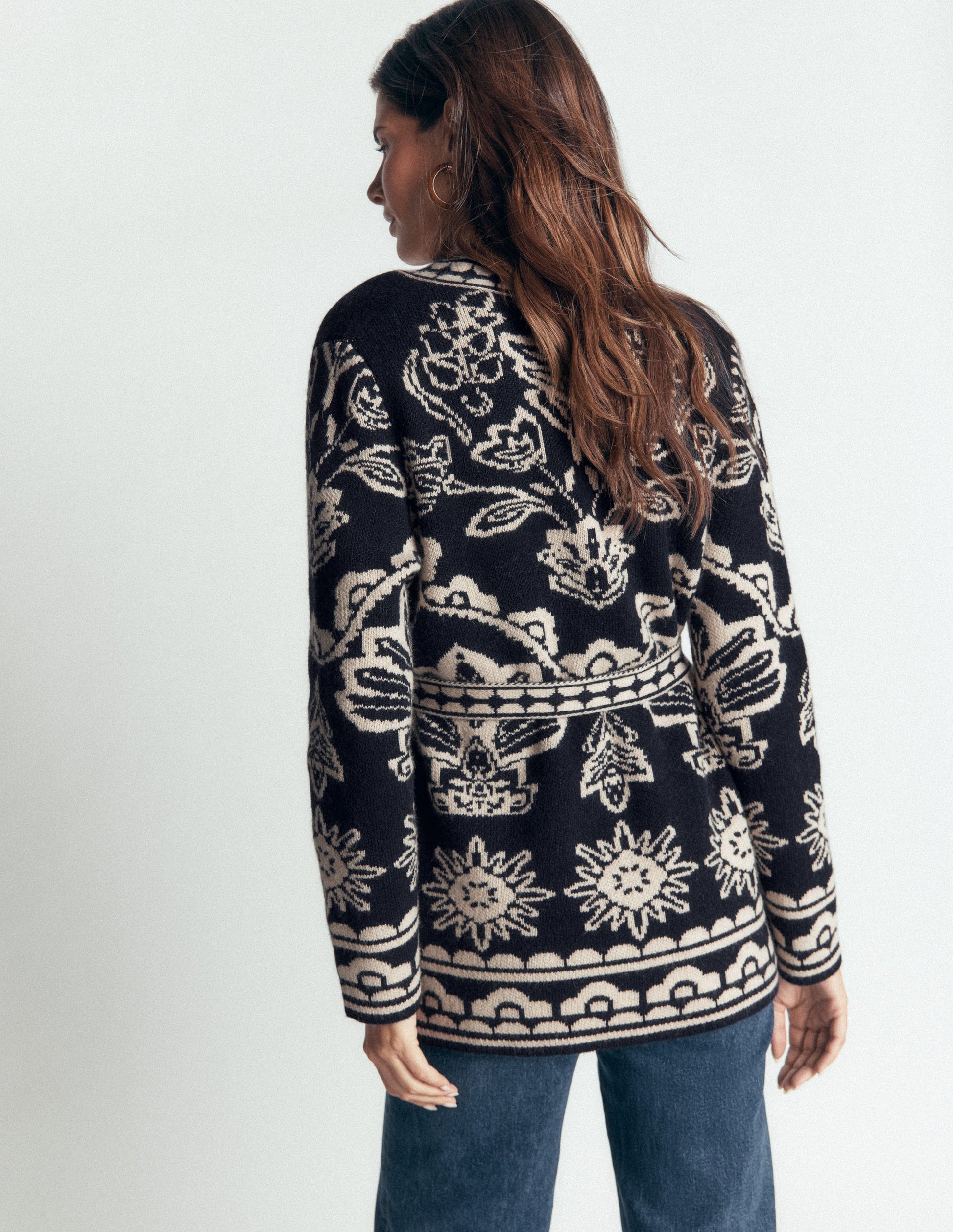 Belted Wrap Knitted Cardigan-Navy-3