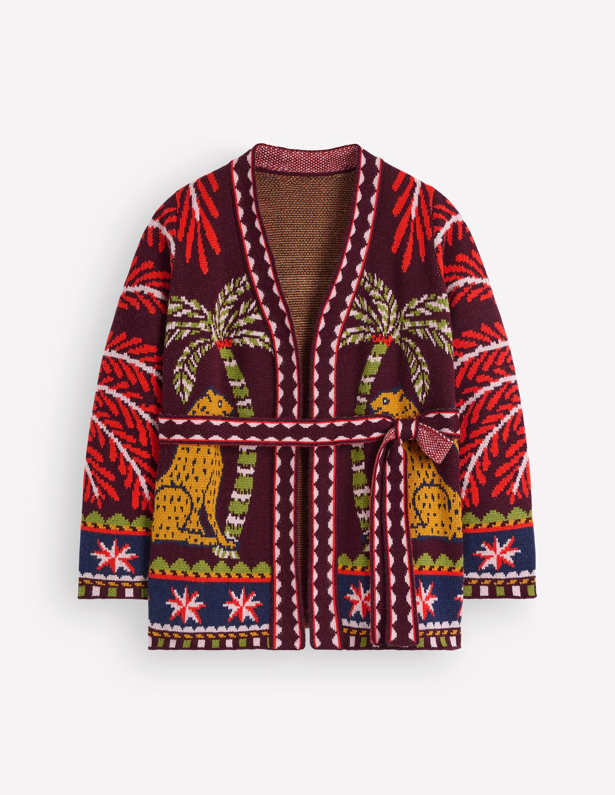 Belted Wrap Knitted Cardigan-Winetasting - Image 9
