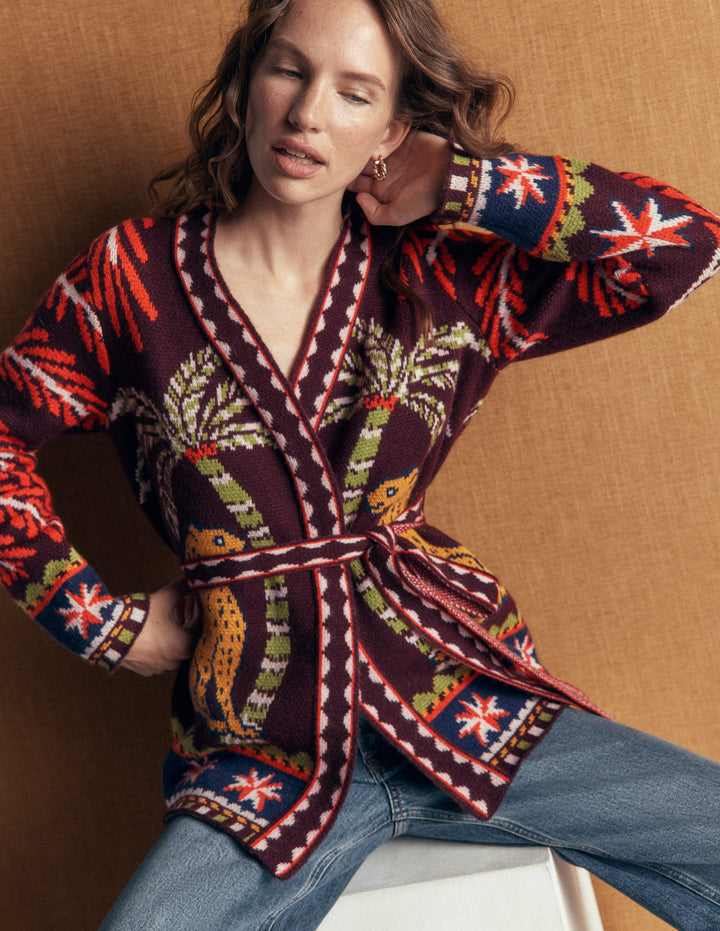 Belted Wrap Knitted Cardigan-Winetasting