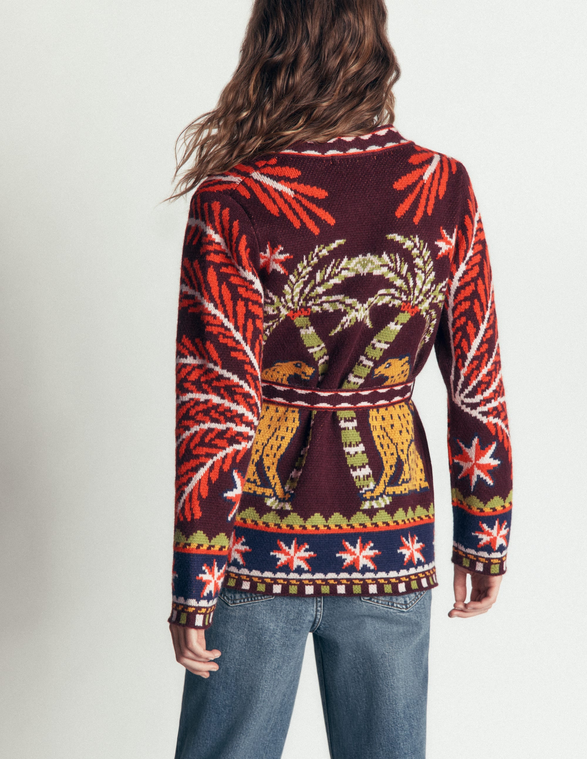 Belted Wrap Knitted Cardigan-Winetasting - Image 4