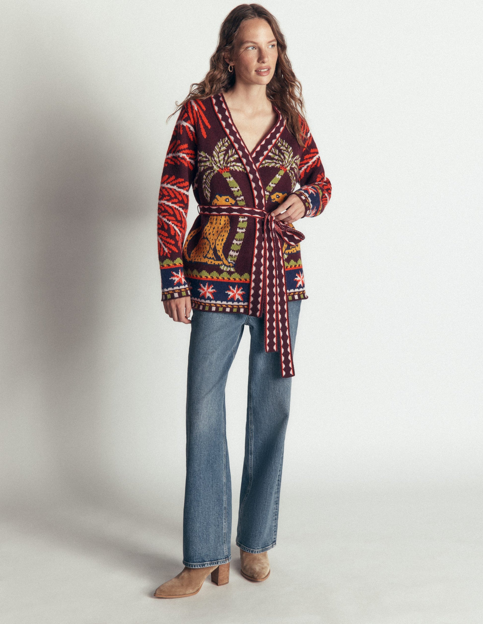 Belted Wrap Knitted Cardigan-Winetasting-5