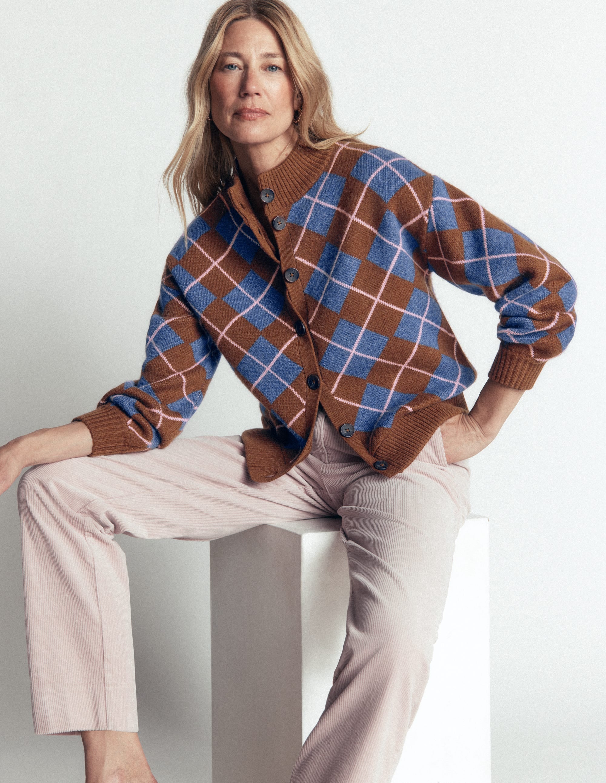 Jemma Jacquard-Strickjacke-Umbra, Argyle - Image 2