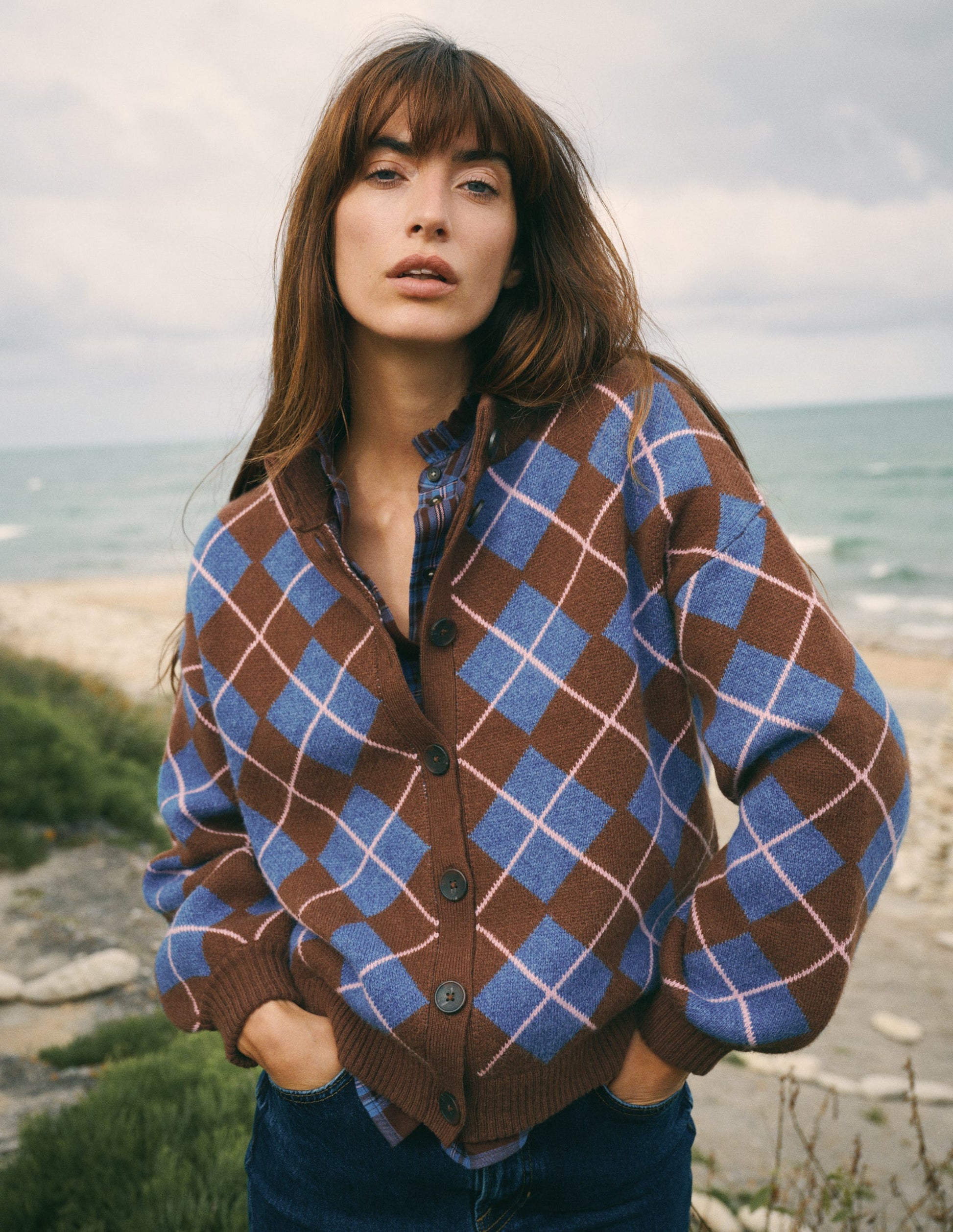 Jemma Jacquard-Strickjacke-Umbra, Argyle-1