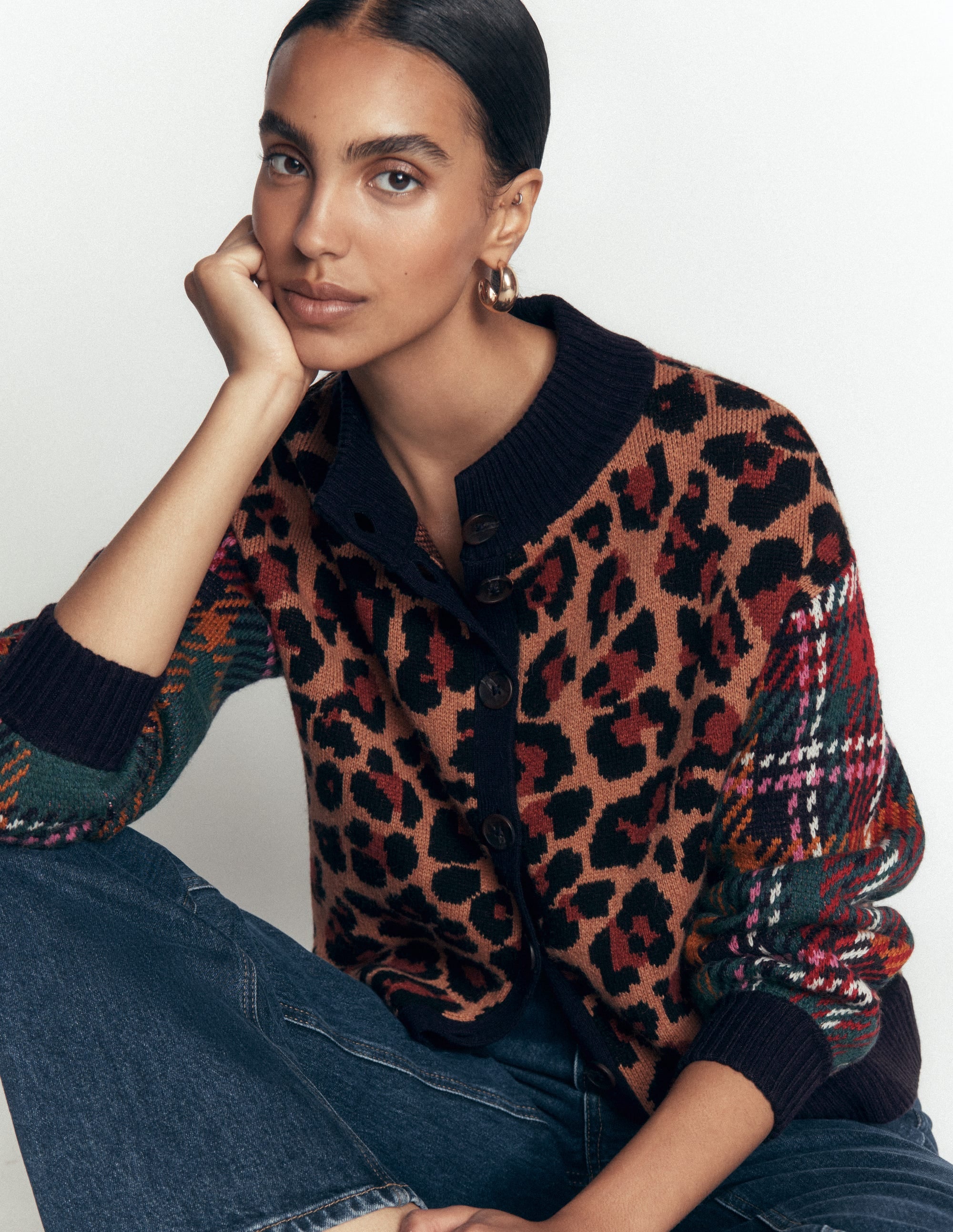 Jemma Jacquard-Strickjacke-Leopardenmuster Kuddelmuddel - Image 1