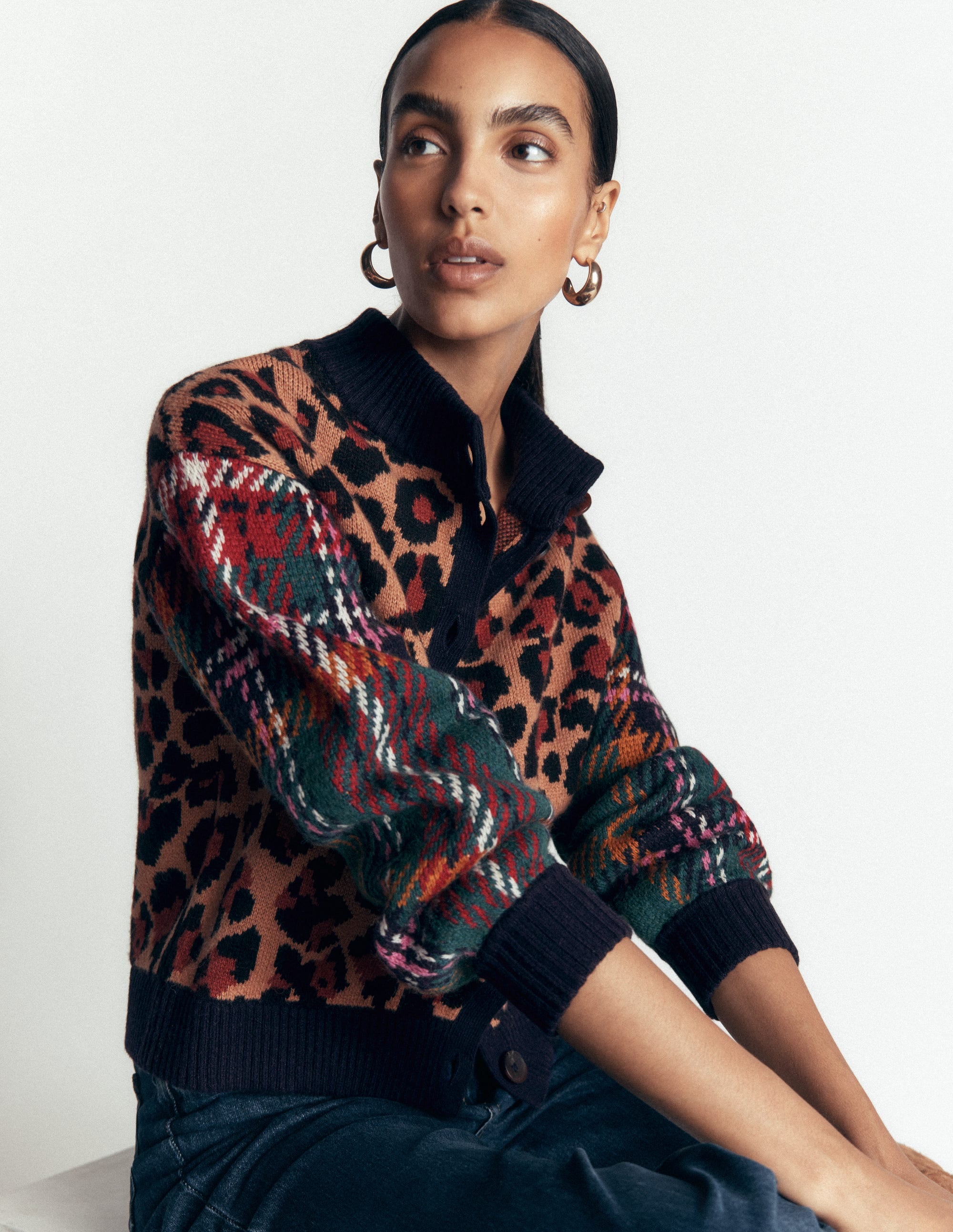 Jemma Jacquard-Strickjacke-Leopardenmuster Kuddelmuddel - Image 4