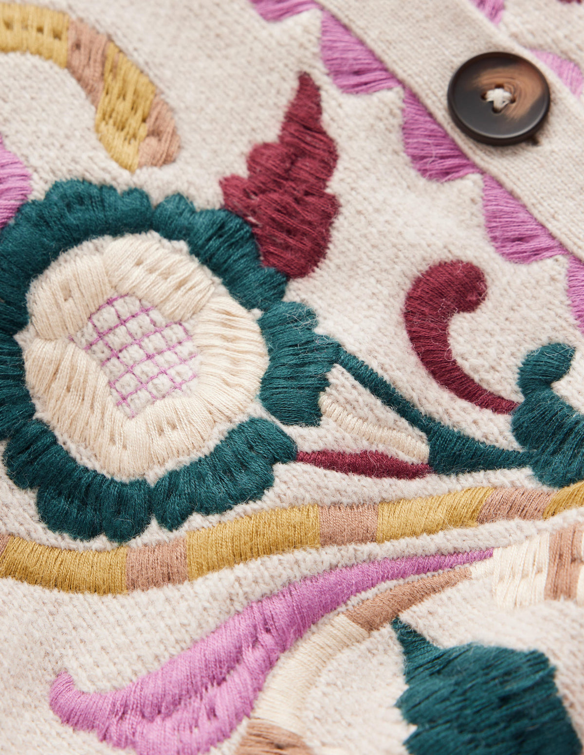 Jemma Jacquard-Strickjacke-Haferbeige Meliert, Stickerei - Image 8