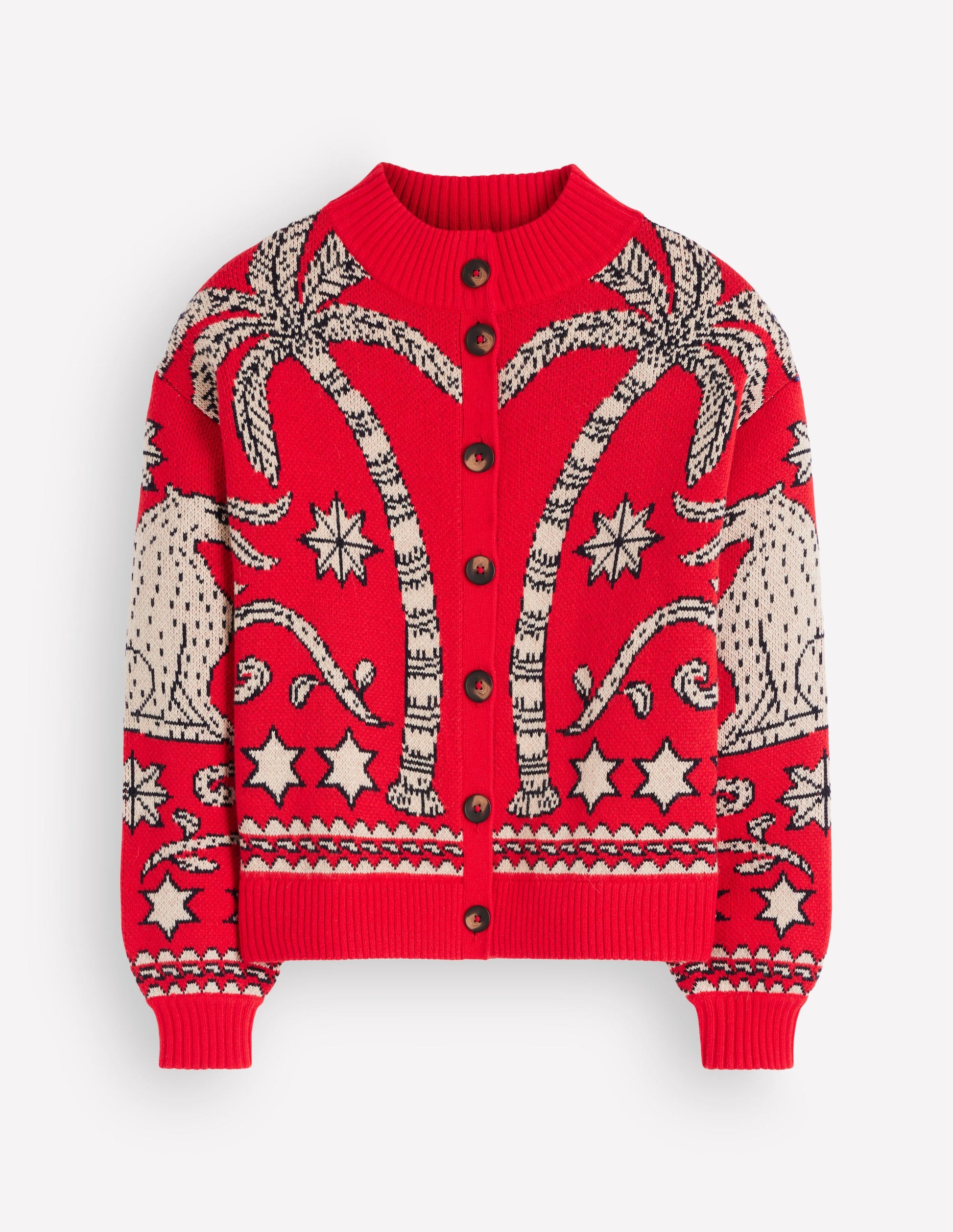 Jemma Jacquard-Strickjacke-Merida Rot Palmenbaum-8