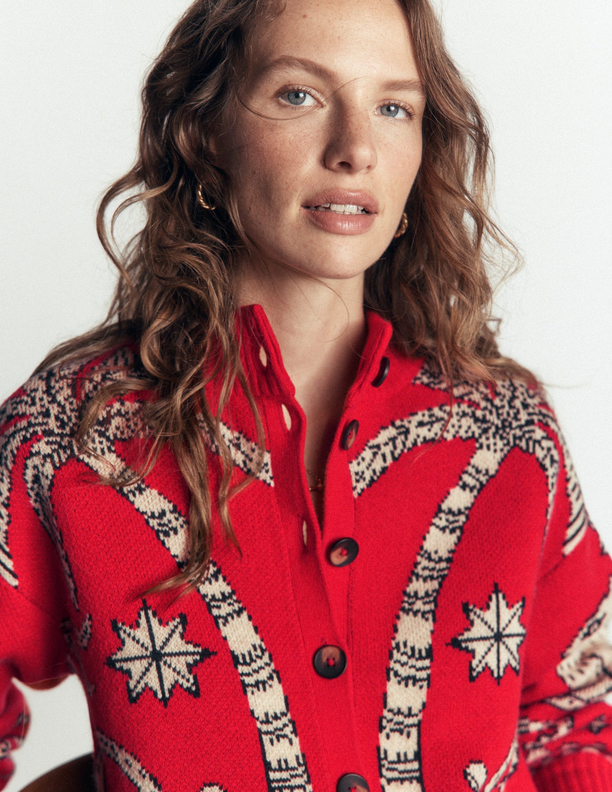 Jemma Jacquard-Strickjacke-Merida Rot Palmenbaum-7