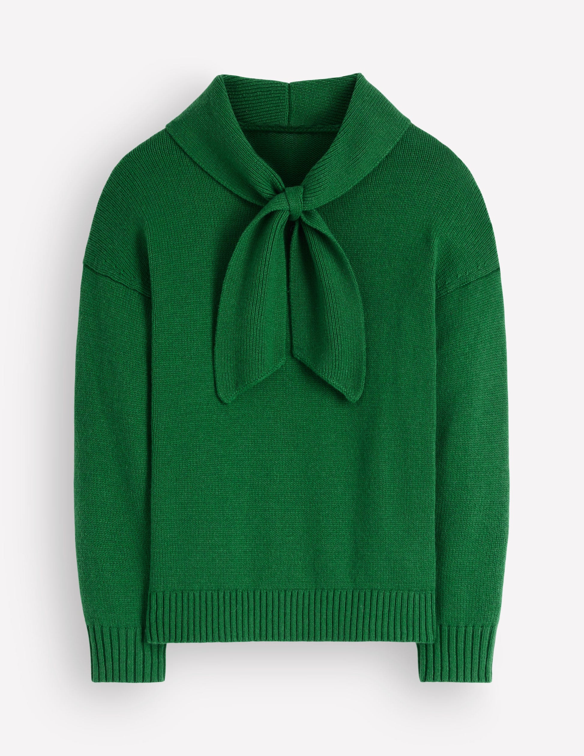 Lydia Strickpullover mit Bindeschleife am Ausschnitt-Jägergrün Melange-6