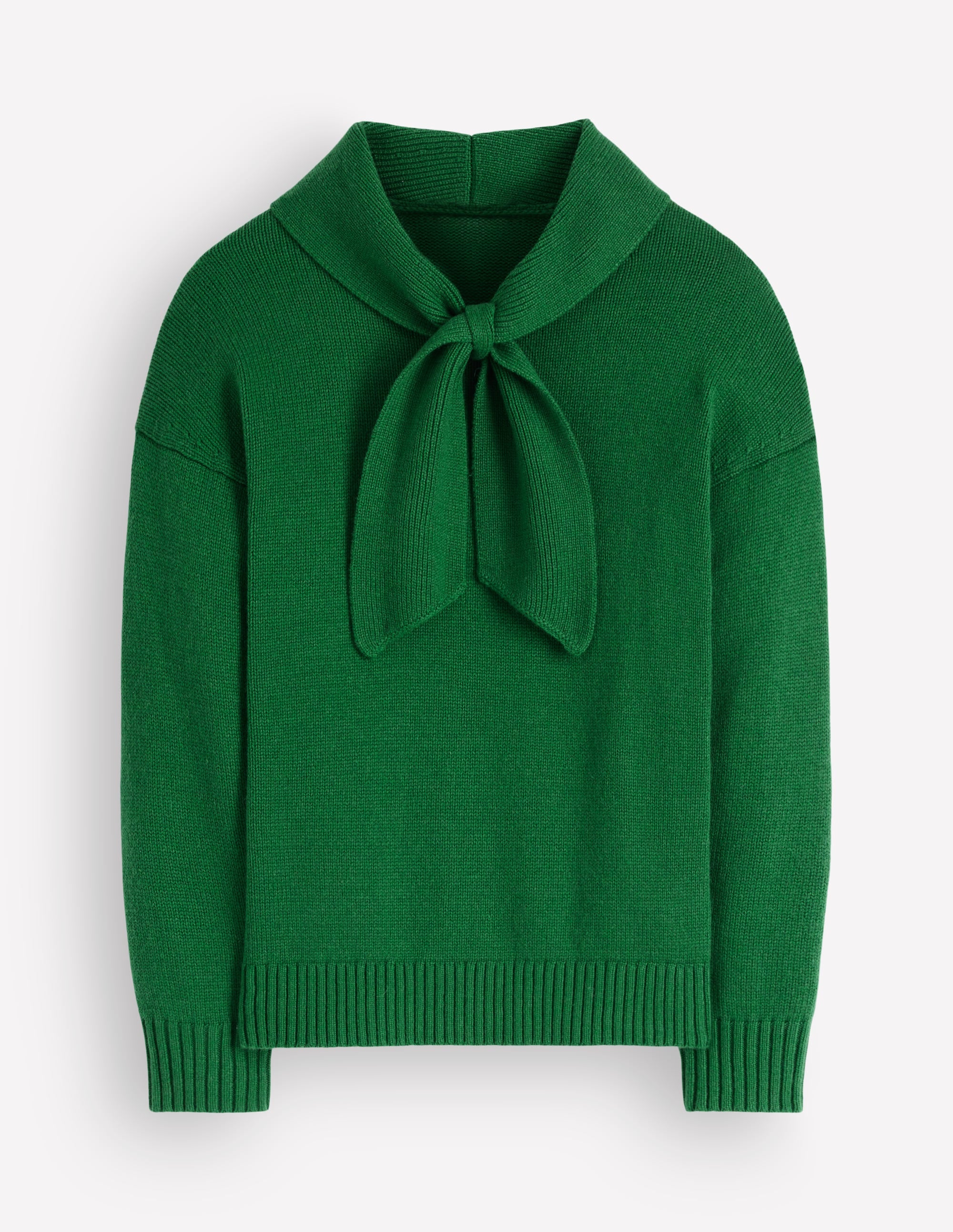 Lydia Strickpullover mit Bindeschleife am Ausschnitt-Jägergrün Melange - Image 6