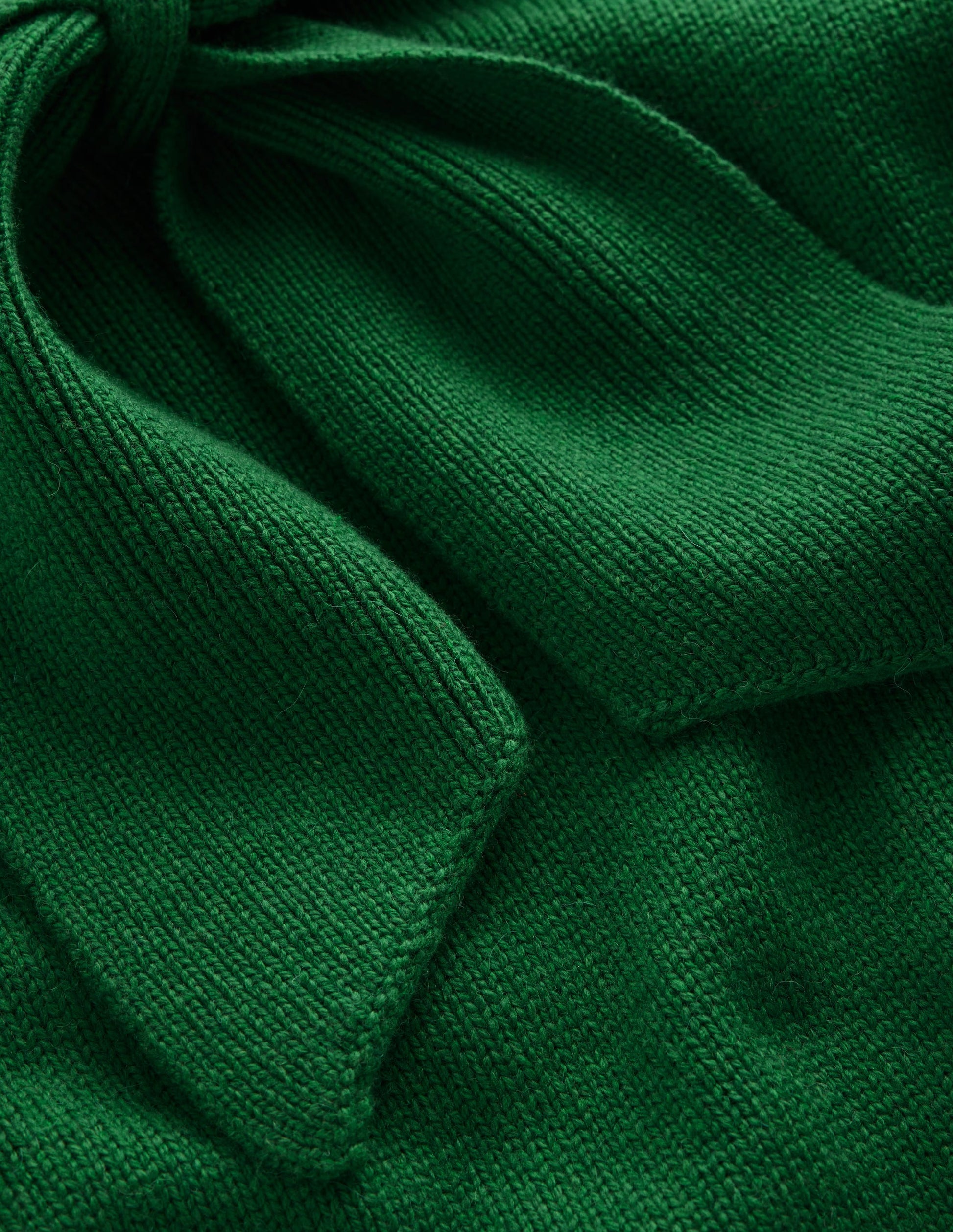 Lydia Strickpullover mit Bindeschleife am Ausschnitt-Jägergrün Melange-7