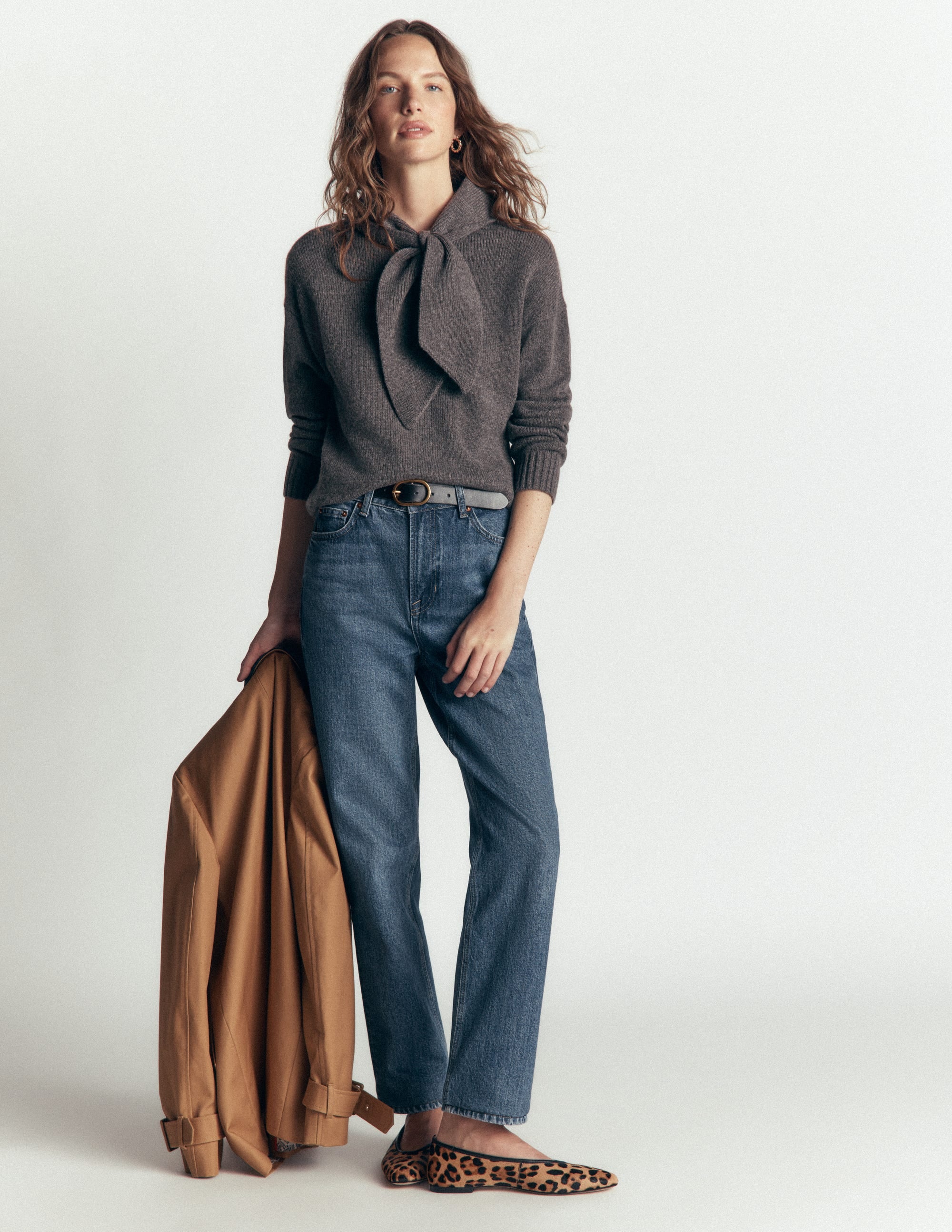 Lydia Strickpullover mit Bindeschleife am Ausschnitt-Anthrazit Melange - Image 4