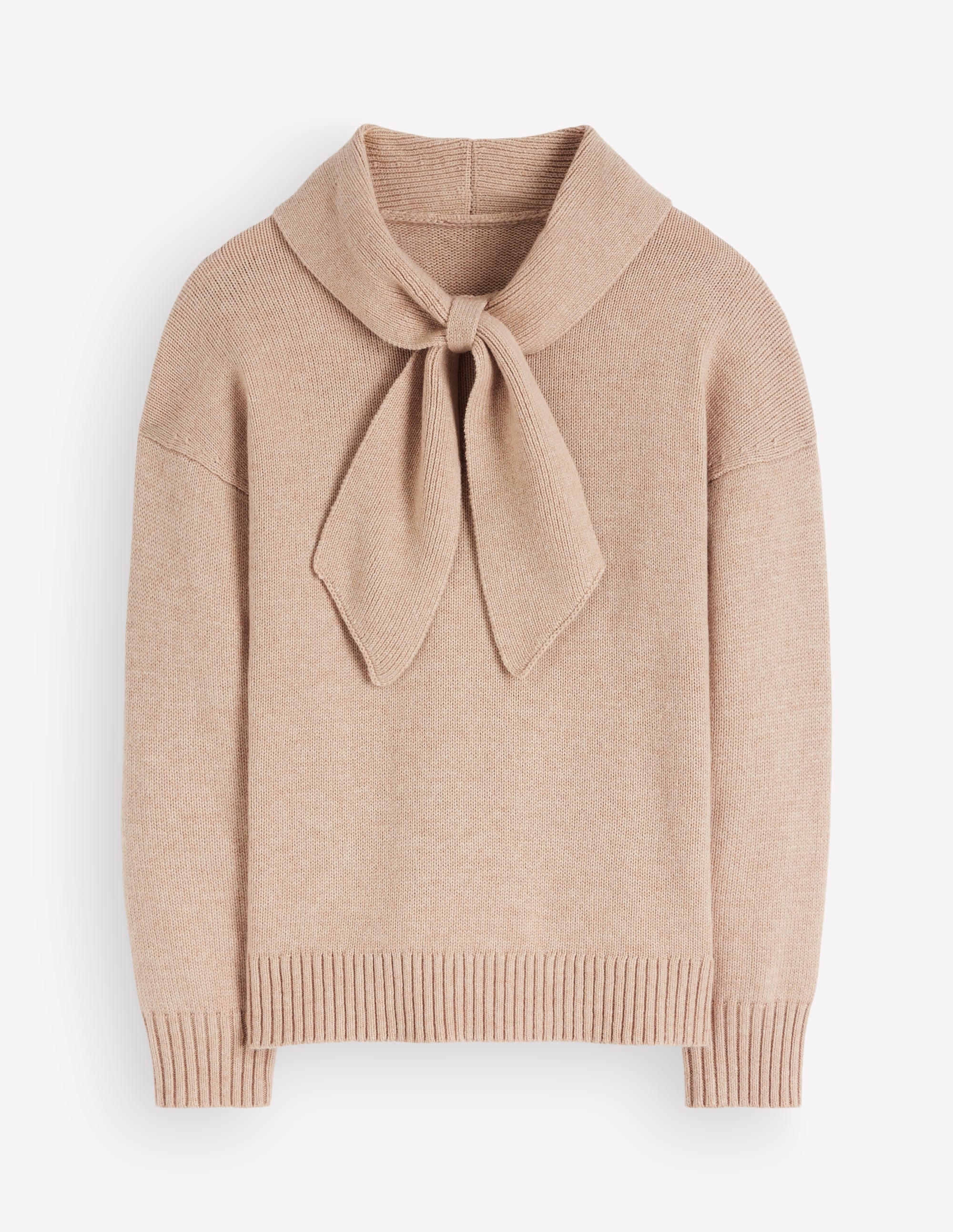 Lydia Strickpullover mit Bindeschleife am Ausschnitt-Graubraun Meliert - Image 6
