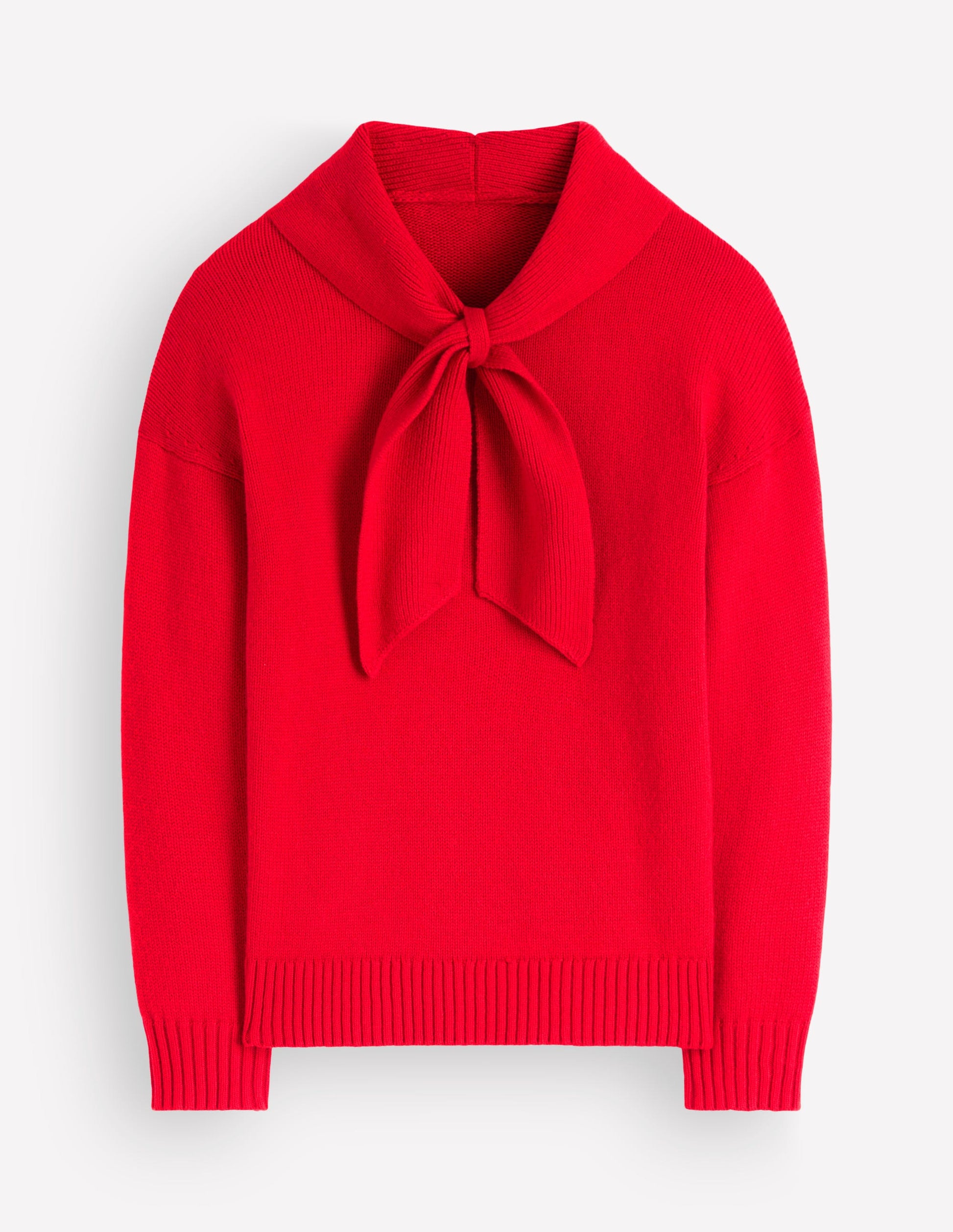 Lydia Strickpullover mit Bindeschleife am Ausschnitt-Mohnblumenrot-6