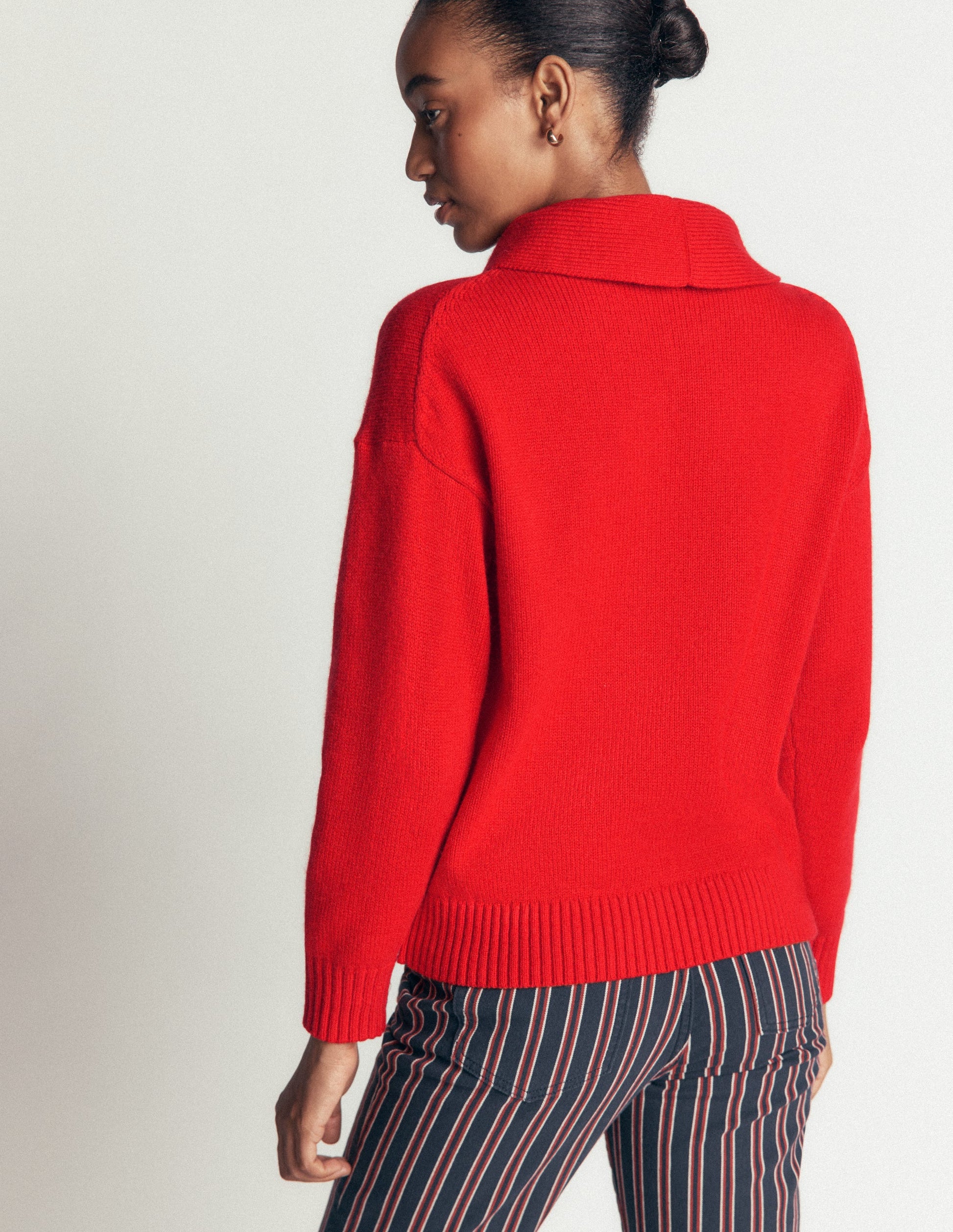 Lydia Strickpullover mit Bindeschleife am Ausschnitt-Mohnblumenrot-4