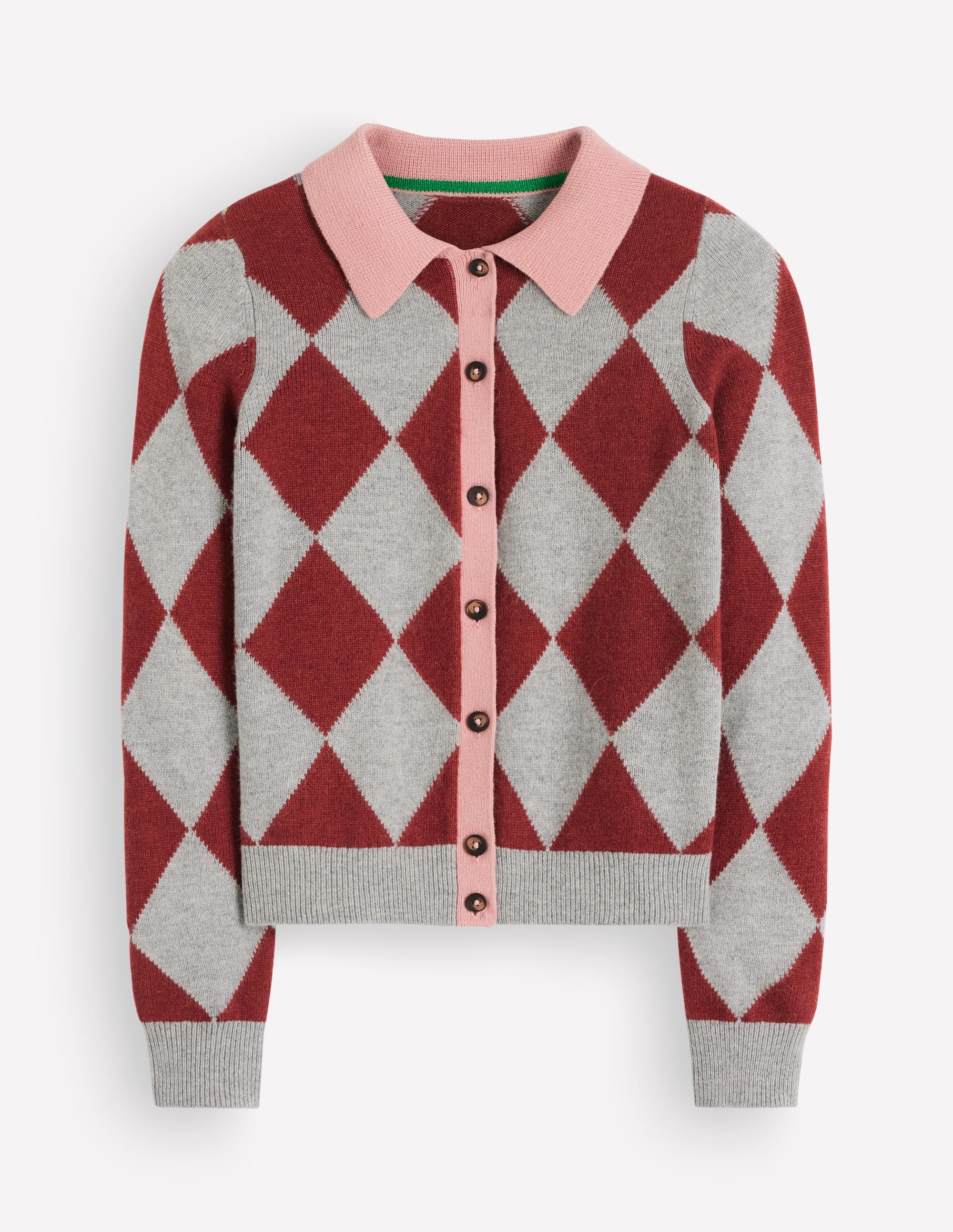 Ariadne Strickjacke aus Alpaka-Mischung-Braun Argyle - Image 6
