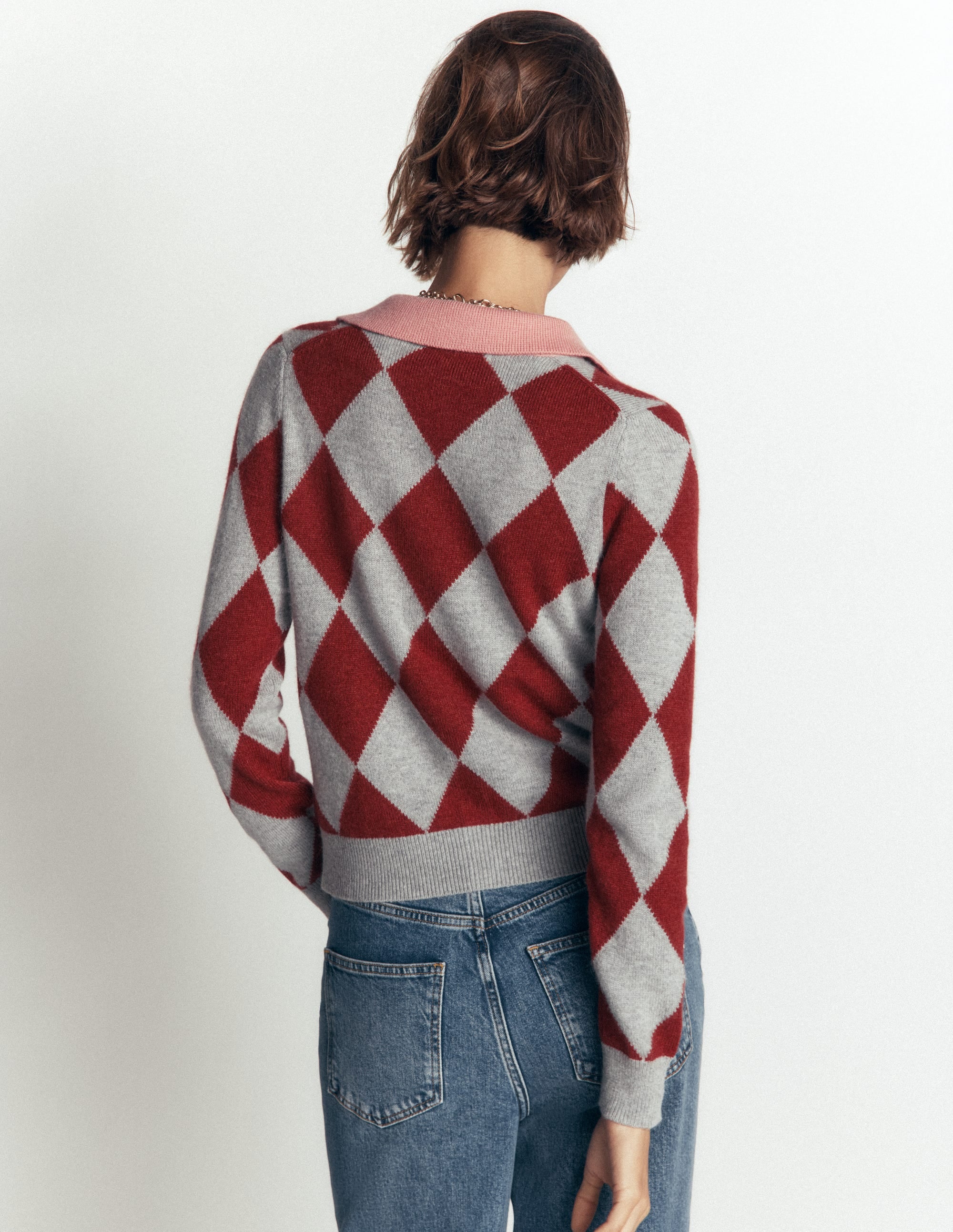Ariadne Strickjacke aus Alpaka-Mischung-Braun Argyle - Image 4