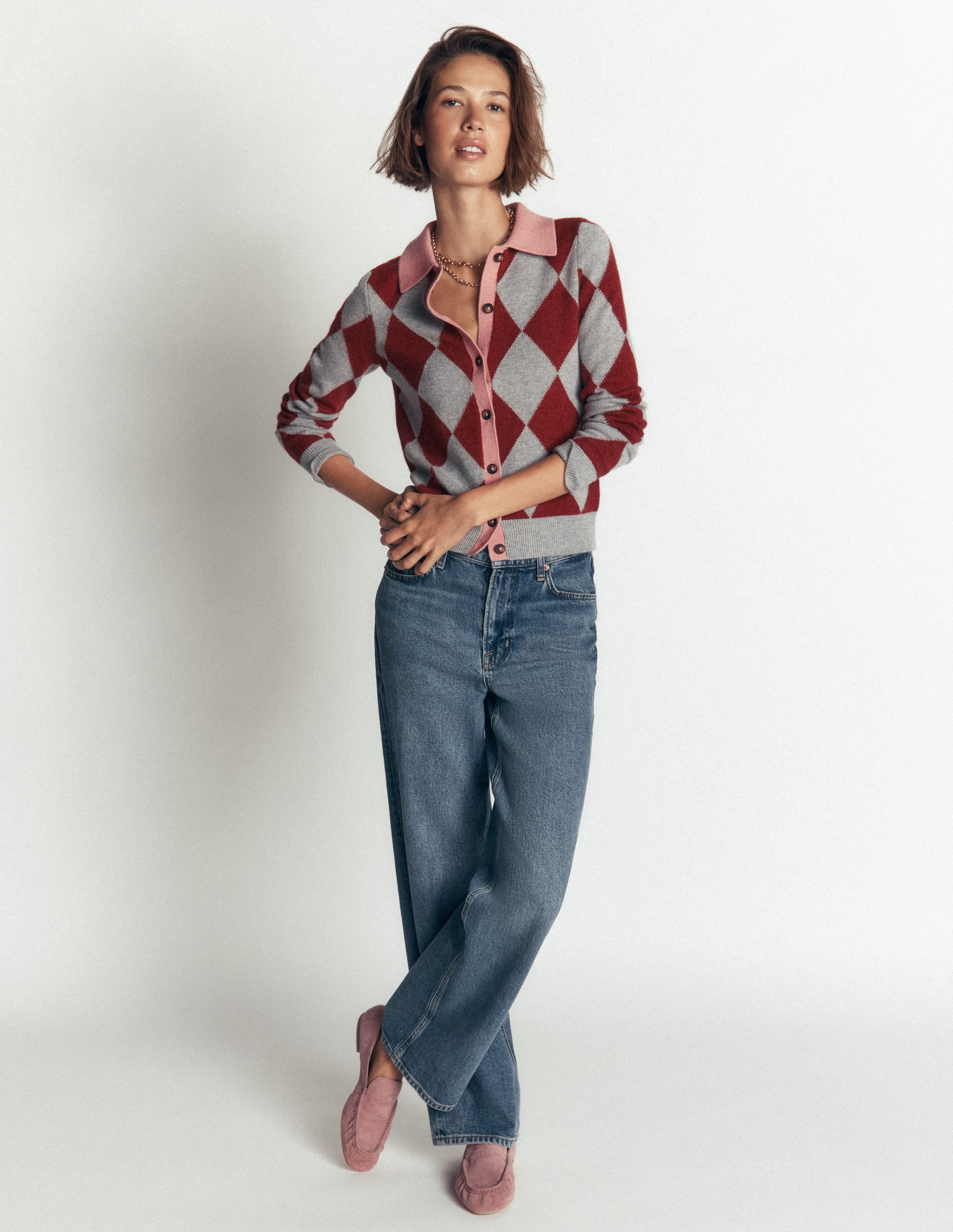 Ariadne Strickjacke aus Alpaka-Mischung-Braun Argyle - Image 5