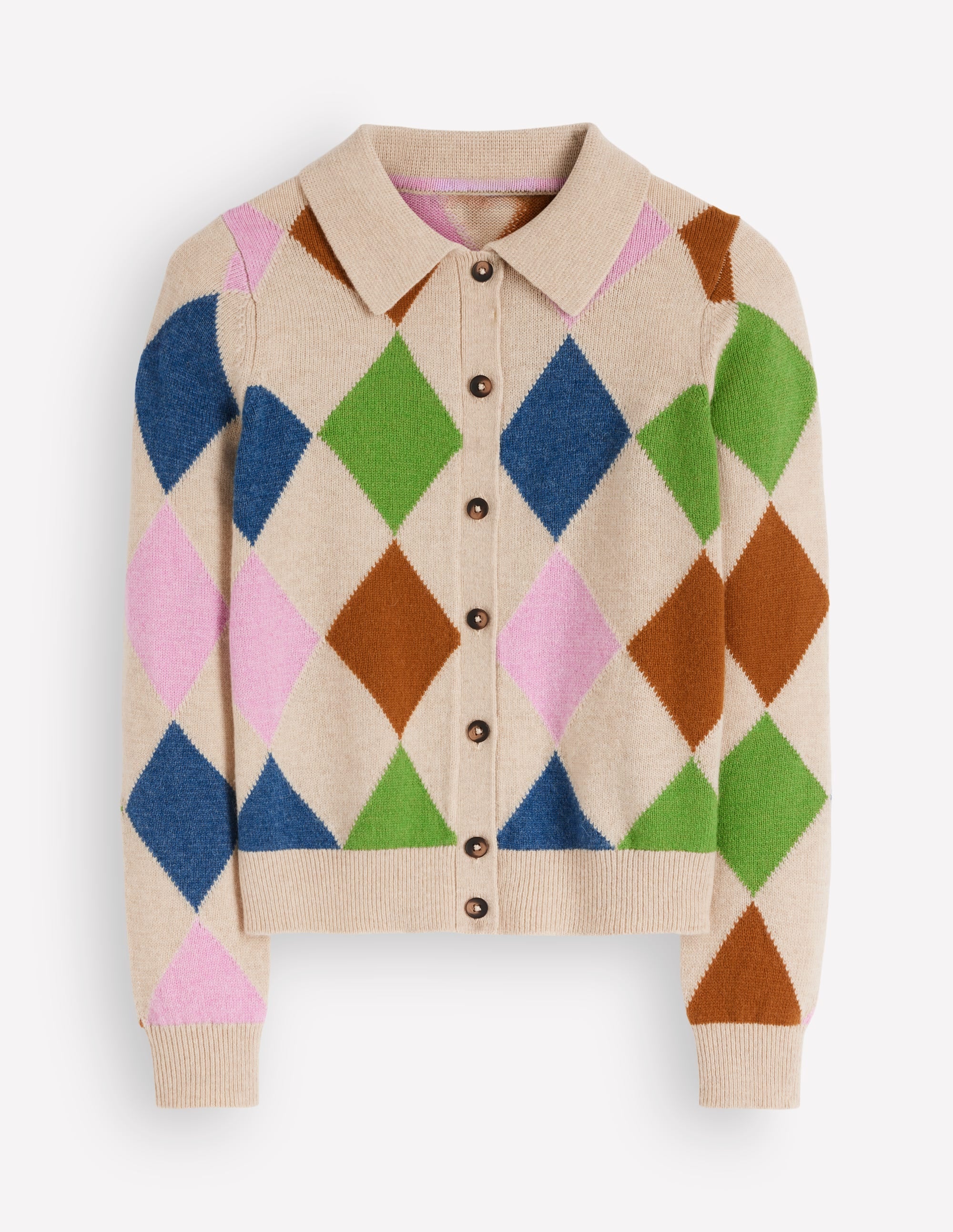 Ariadne Strickjacke aus Alpaka-Mischung-Haferbeige Meliert, Bunt Argyle - Image 5