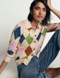 Ariadne Strickjacke aus Alpaka-Mischung-Haferbeige Meliert, Bunt Argyle