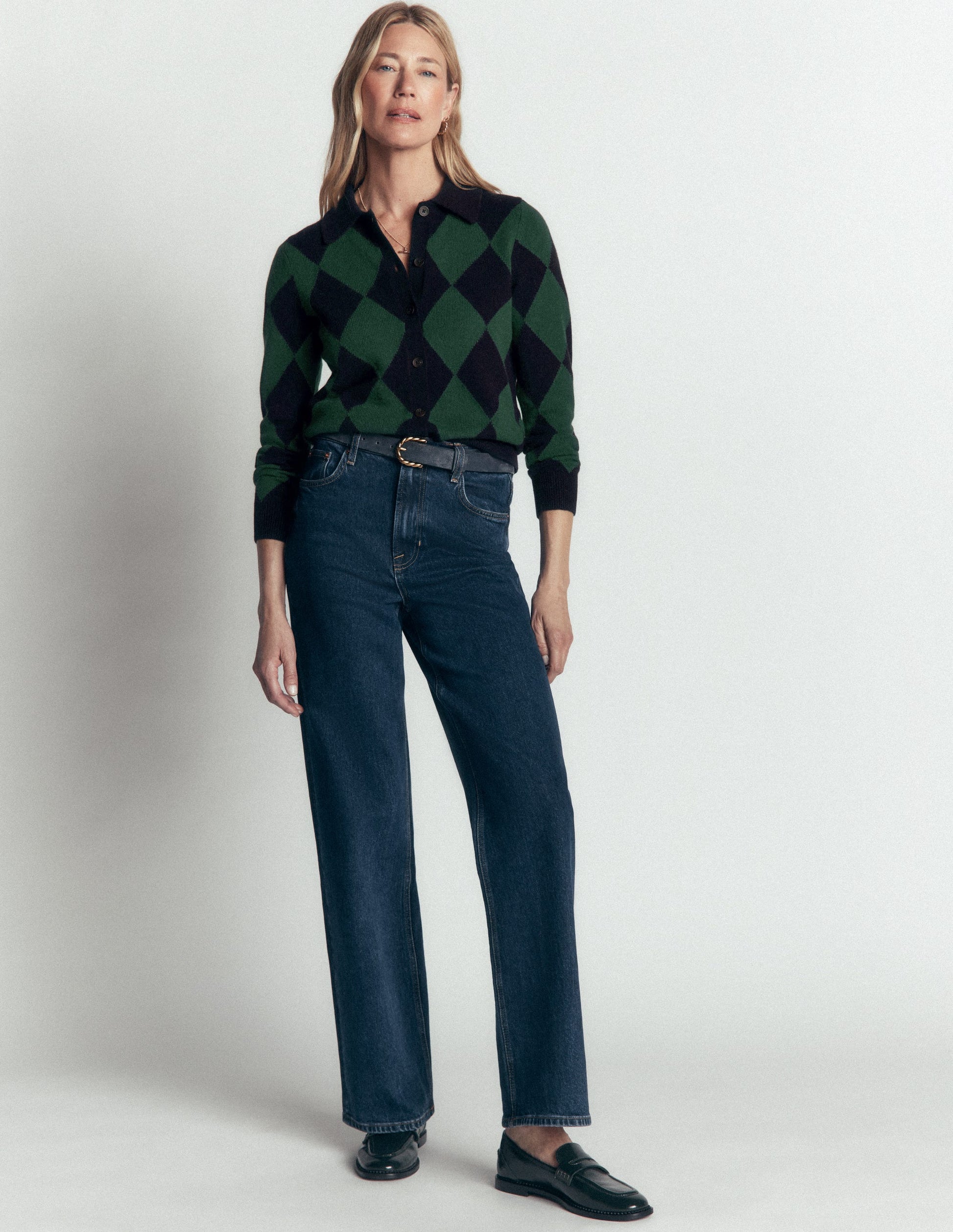 Ariadne Strickjacke aus Alpaka-Mischung-Marineblau Argyle-4