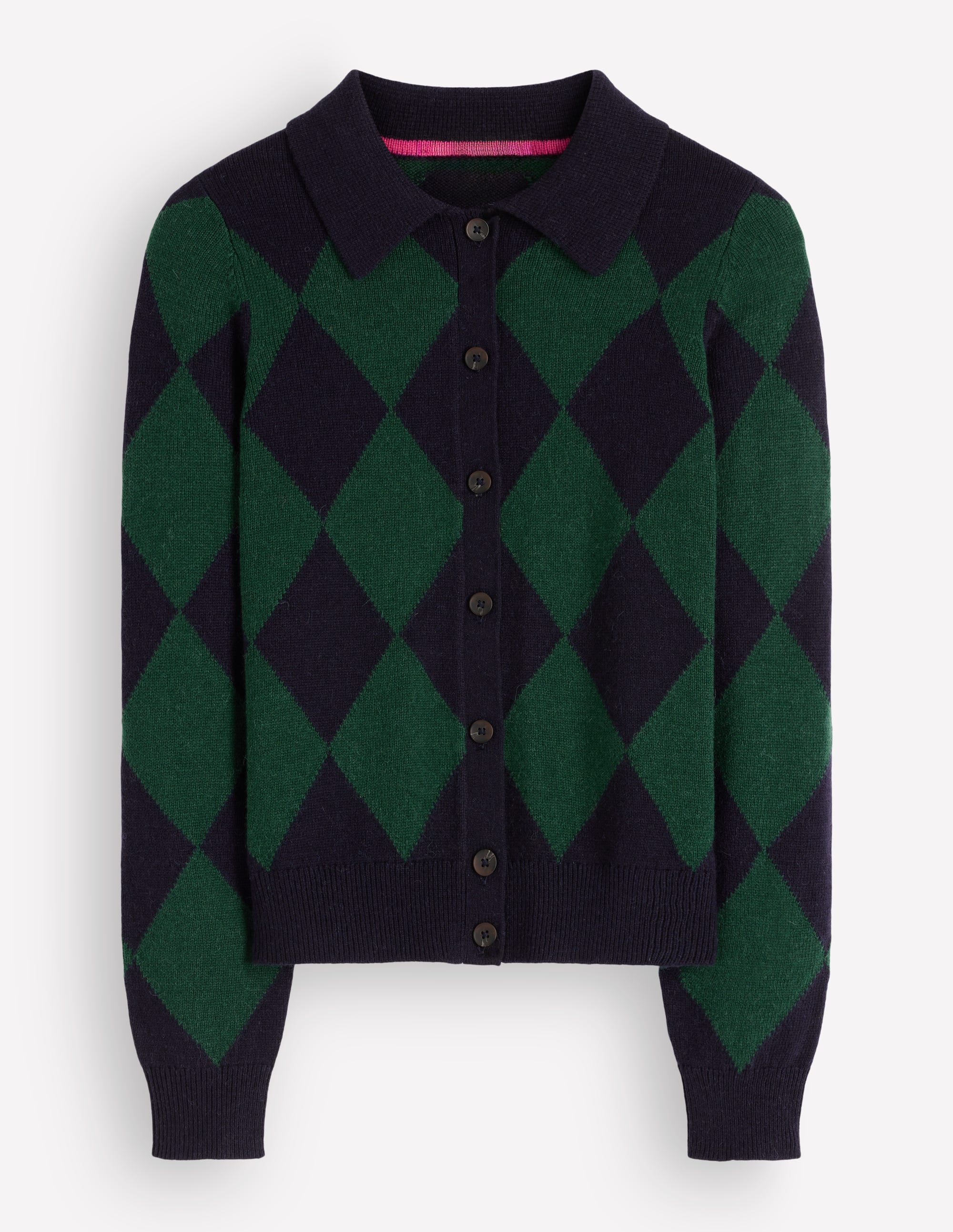 Ariadne Strickjacke aus Alpaka-Mischung-Marineblau Argyle - Image 6