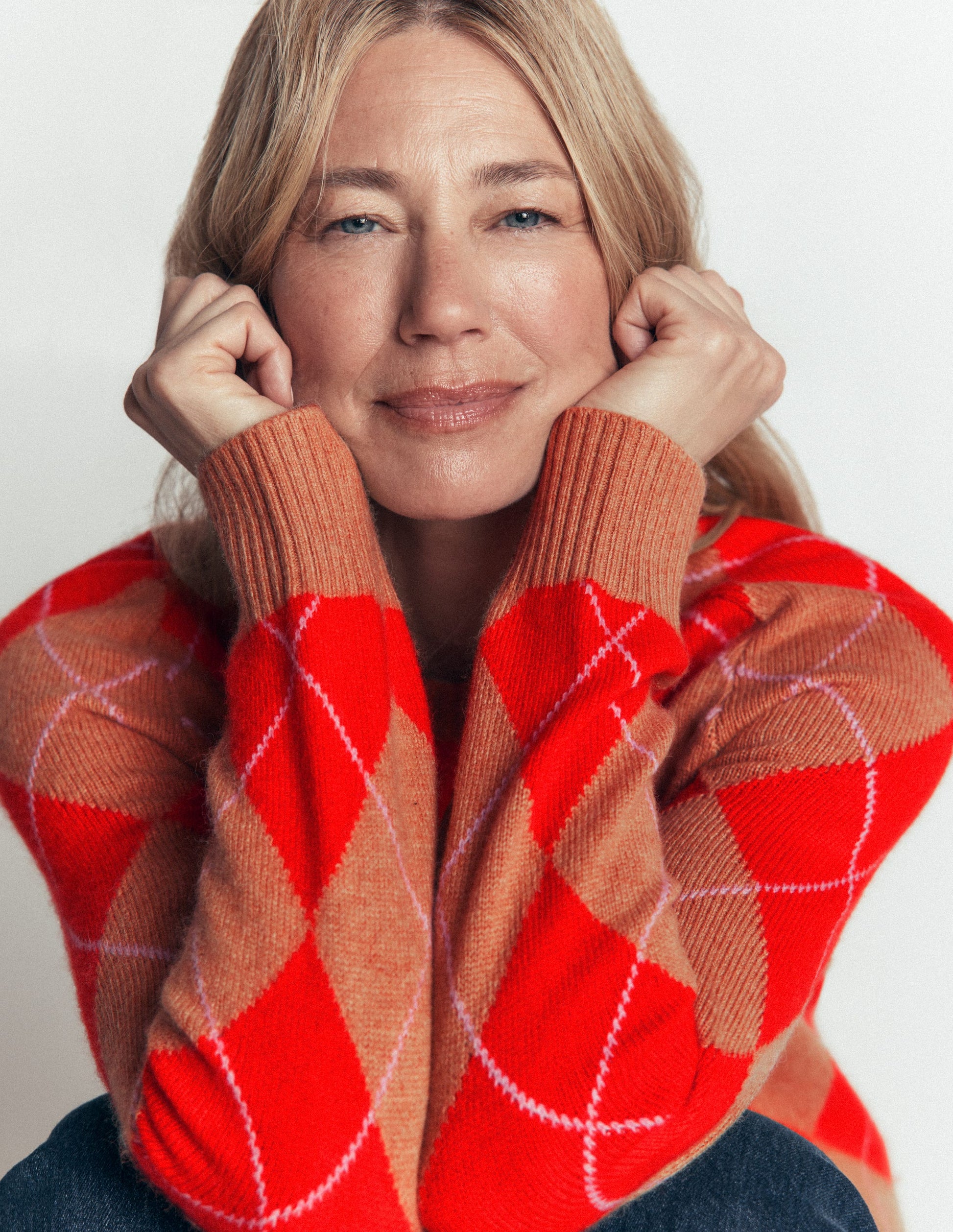 Ariadne Pullover aus Alpaka-Mischung-Orange Argyle-2