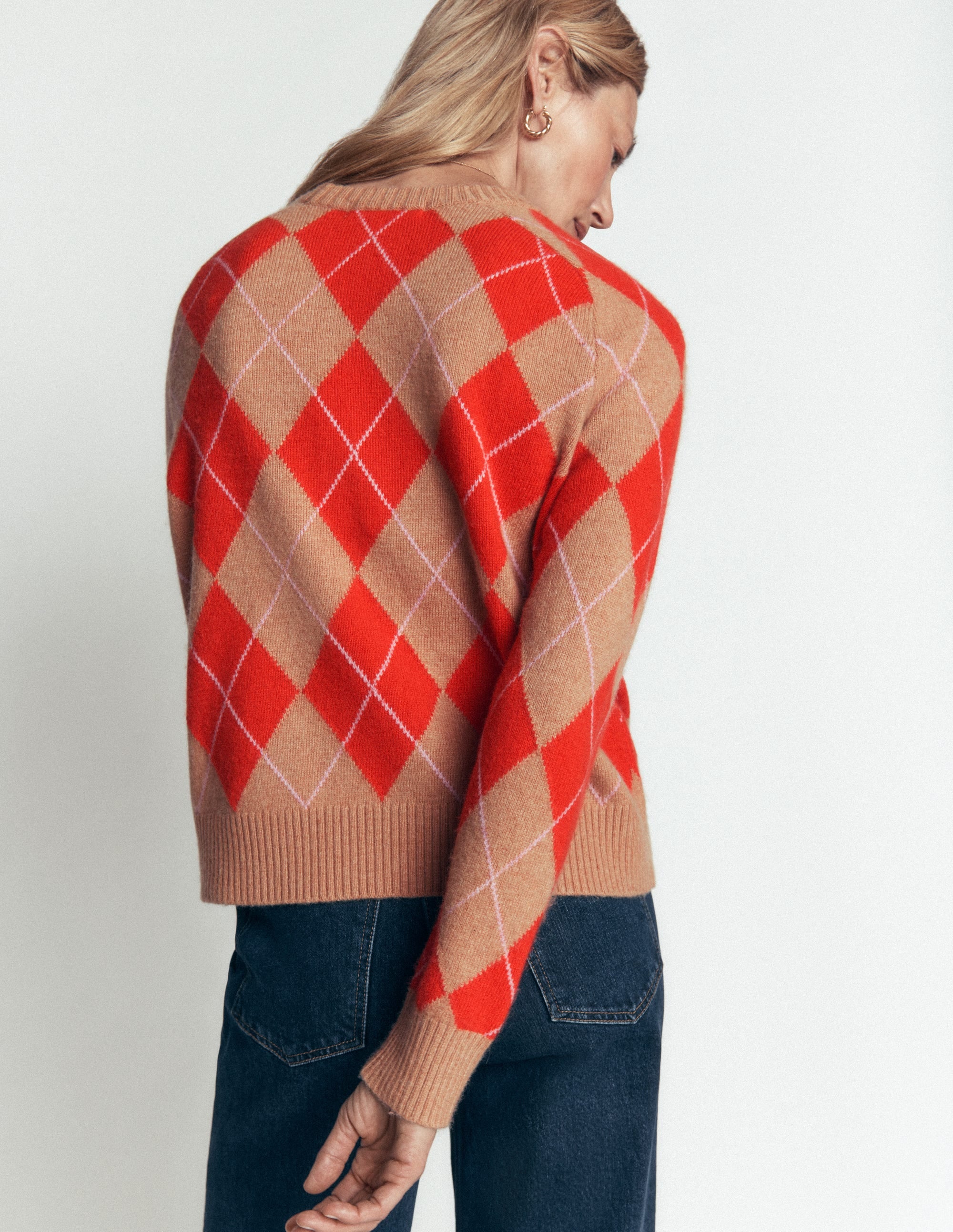 Ariadne Pullover aus Alpaka-Mischung-Orange Argyle - Image 3