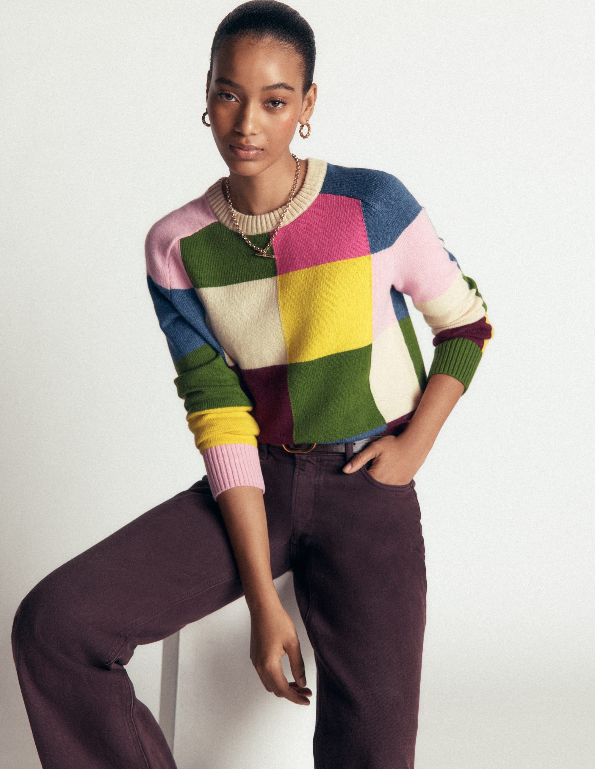 Ariadne Pullover aus Alpaka-Mischung-Bunt Vichykaro - Image 2