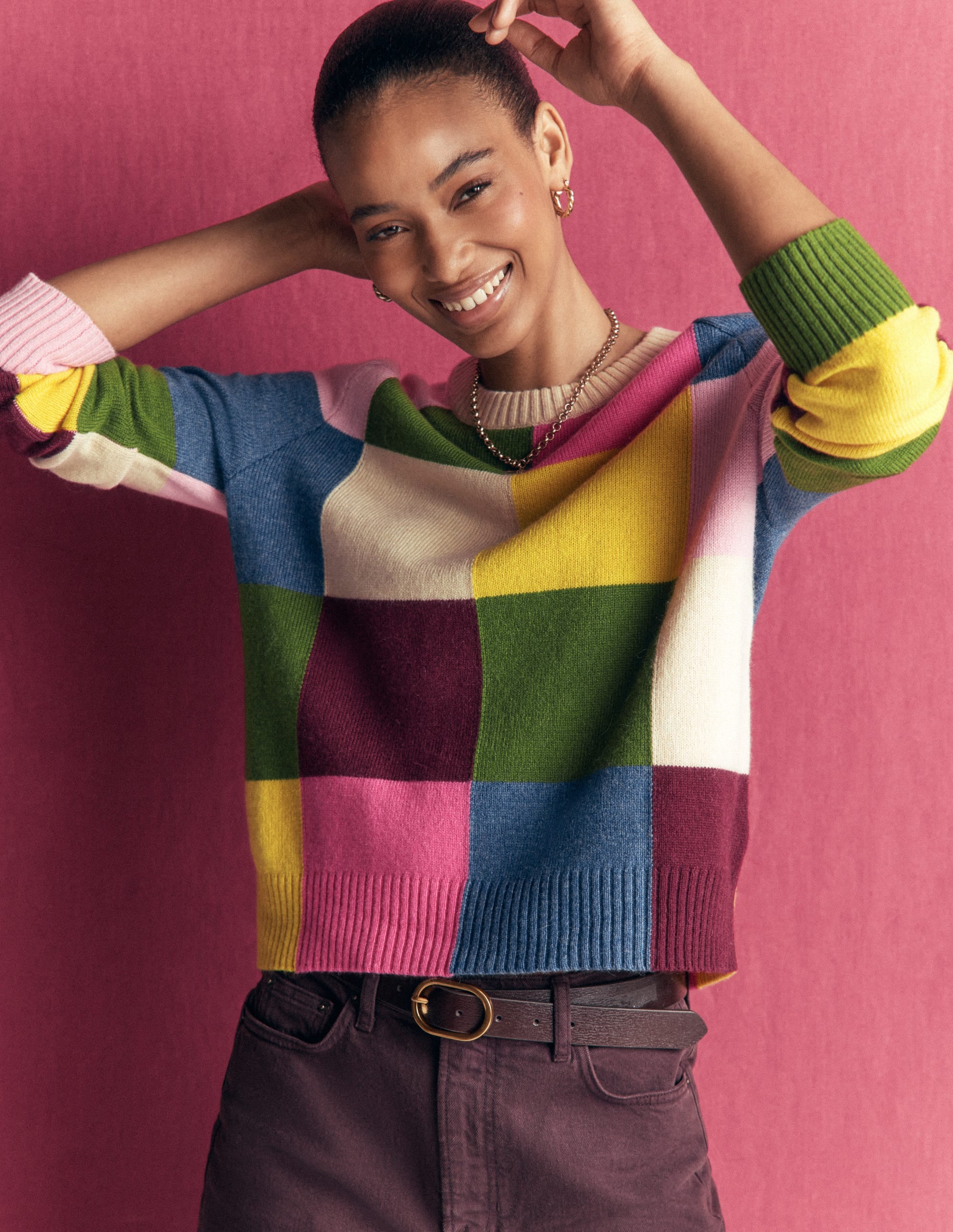 Ariadne Pullover aus Alpaka-Mischung-Bunt Vichykaro - Image 6