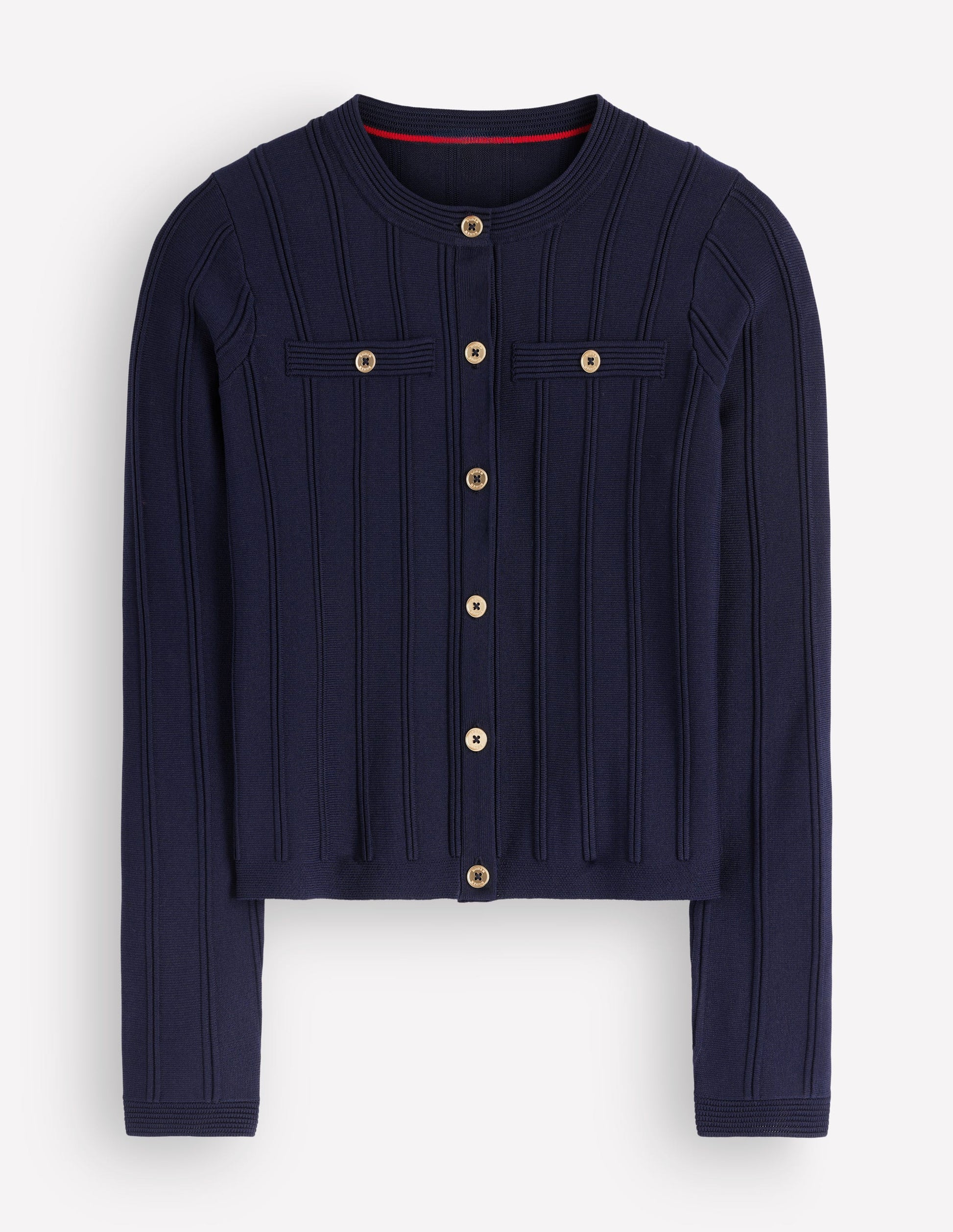 Ottoman Stitch Cardigan-Navy-7