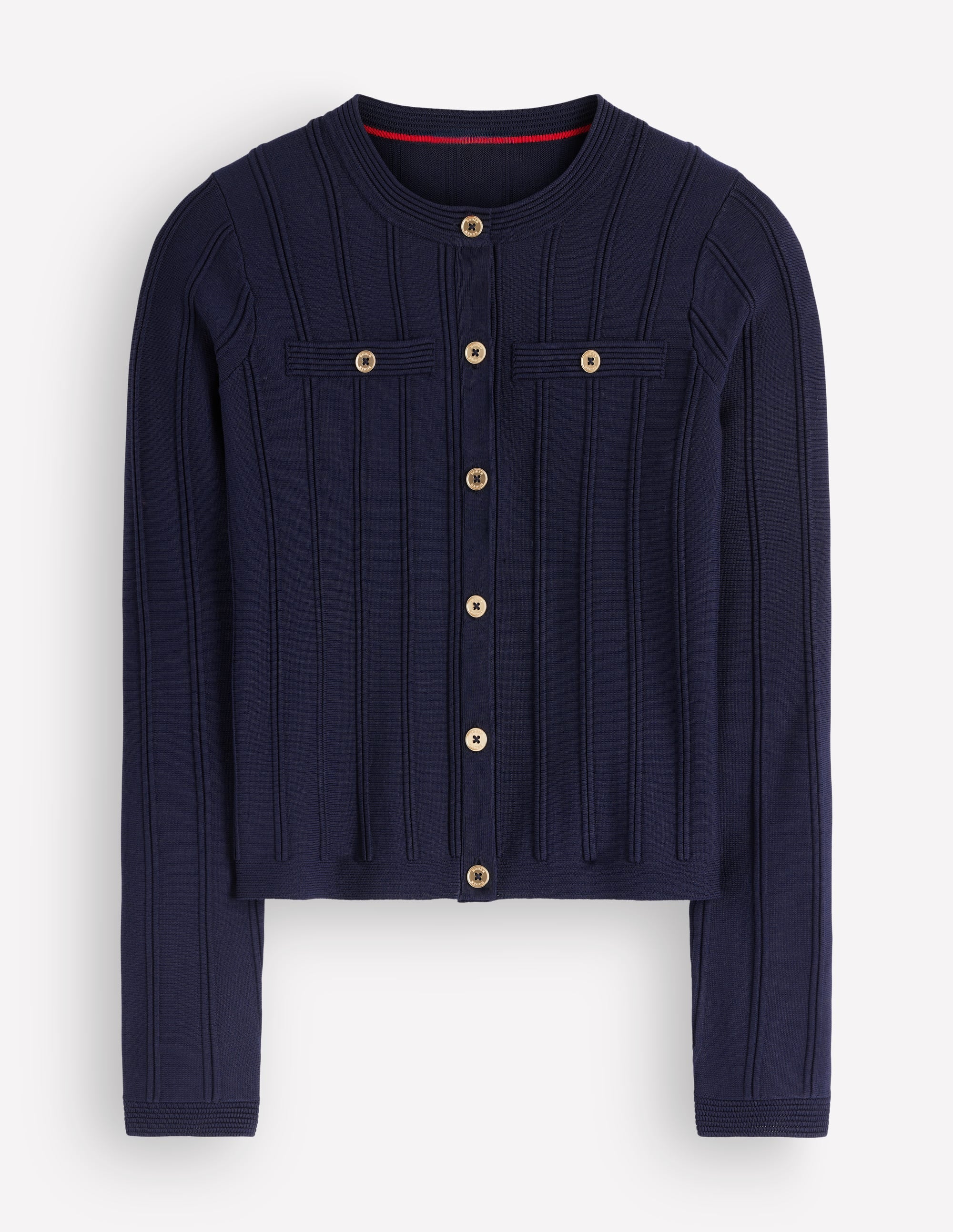 Ottoman Stitch Cardigan-Navy - Image 7