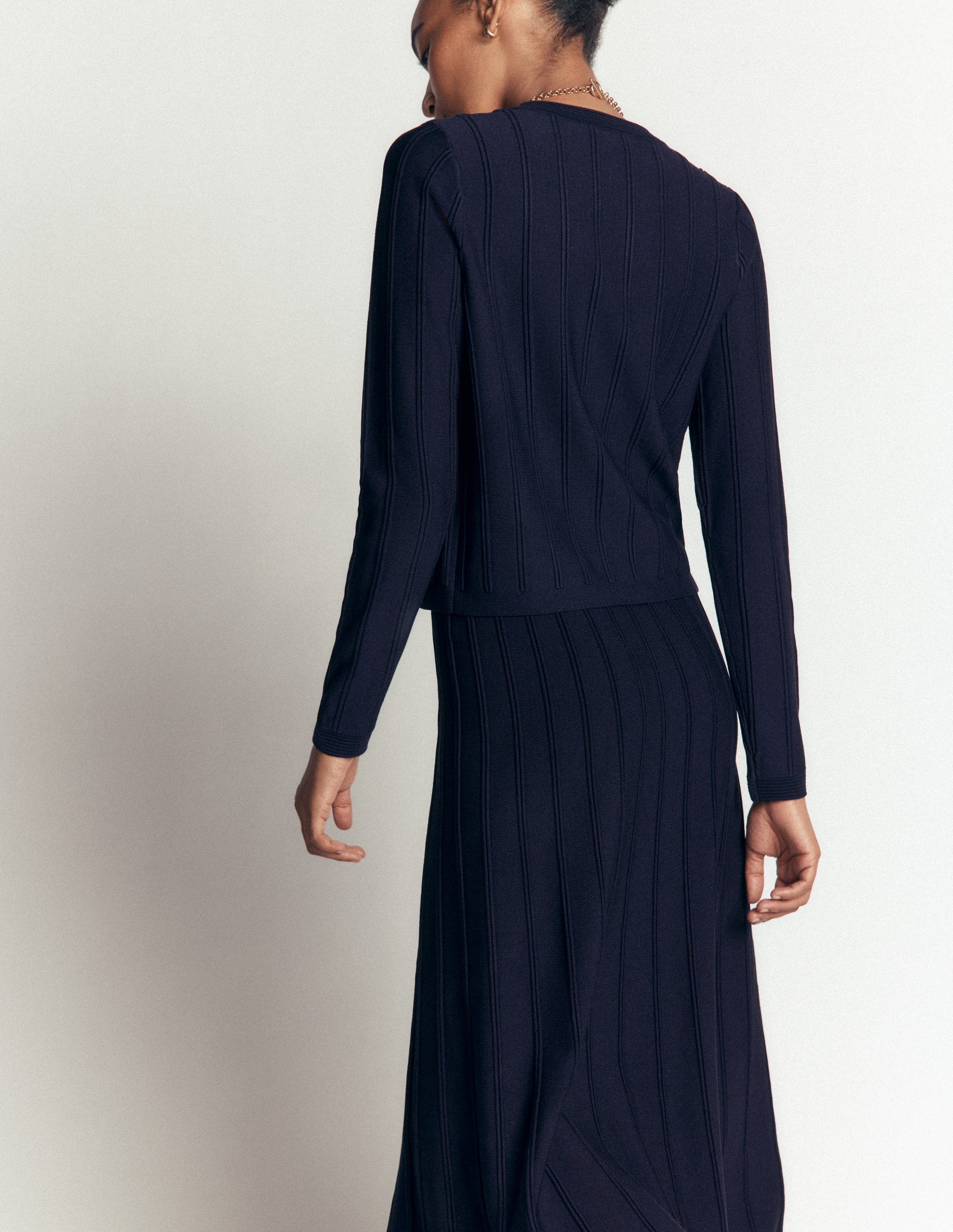 Ottoman Stitch Cardigan-Navy-3